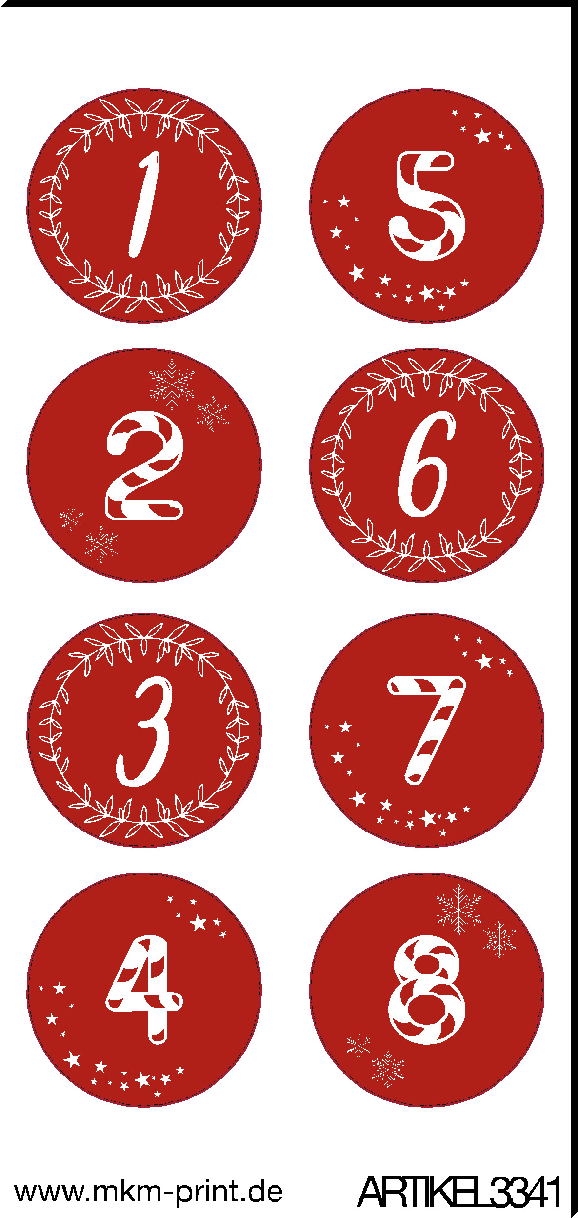 24 Stk Aufkleber DIY Adventskalender