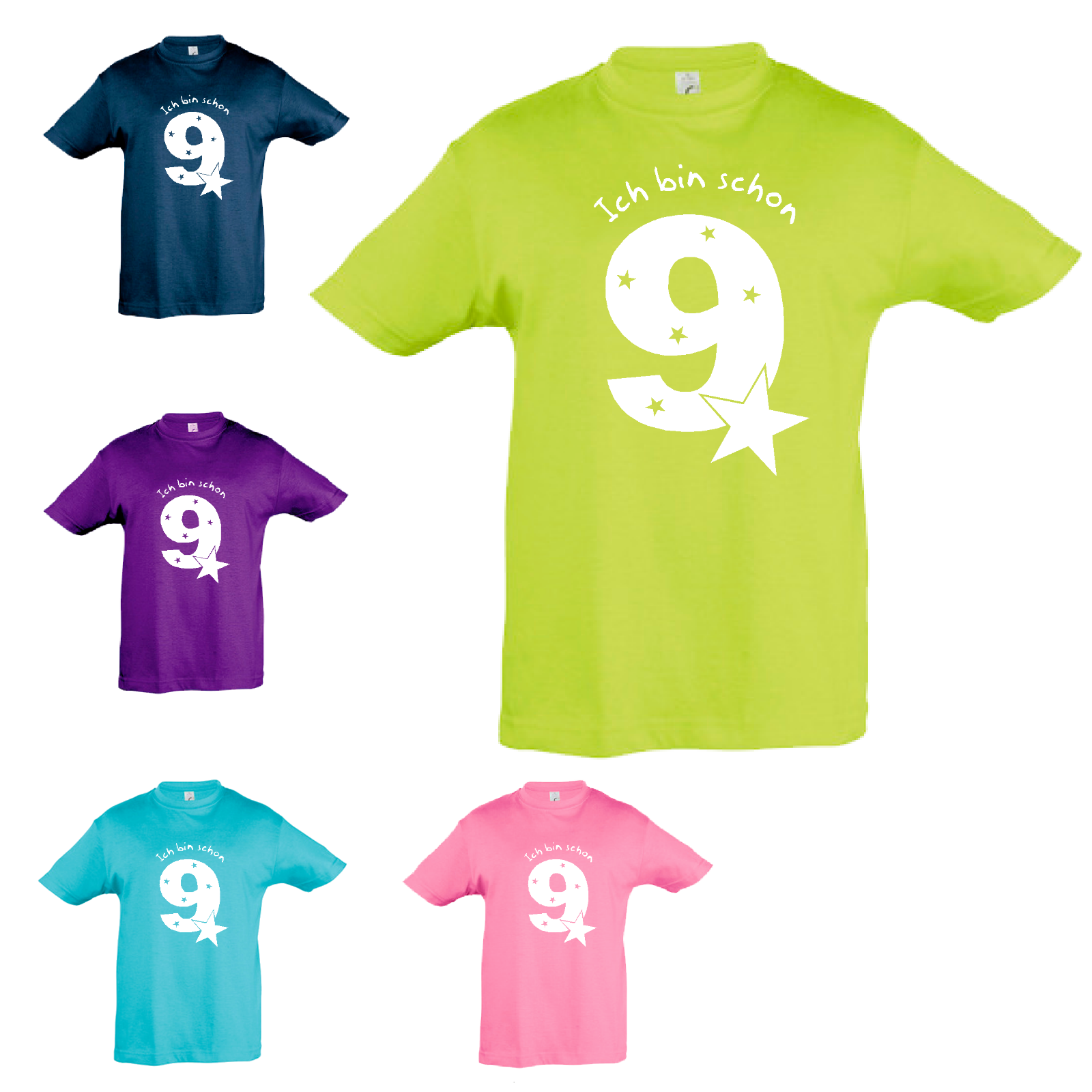 T-Shirt "Ich bin schon ... (1-9)", Zahlen in weiß