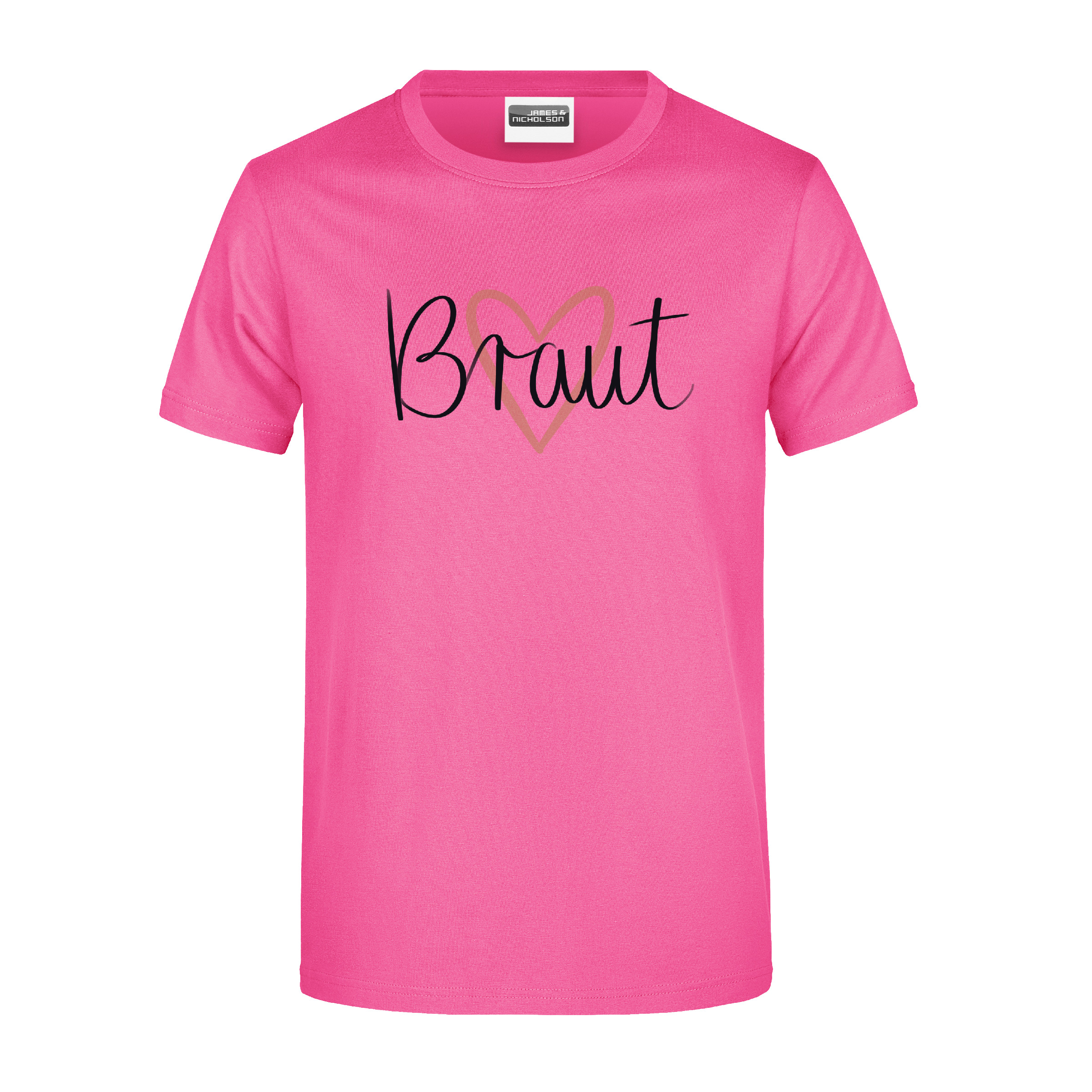 T-Shirt JGA "Team Braut Herz" Braut-Pink-Unisex 5XL
