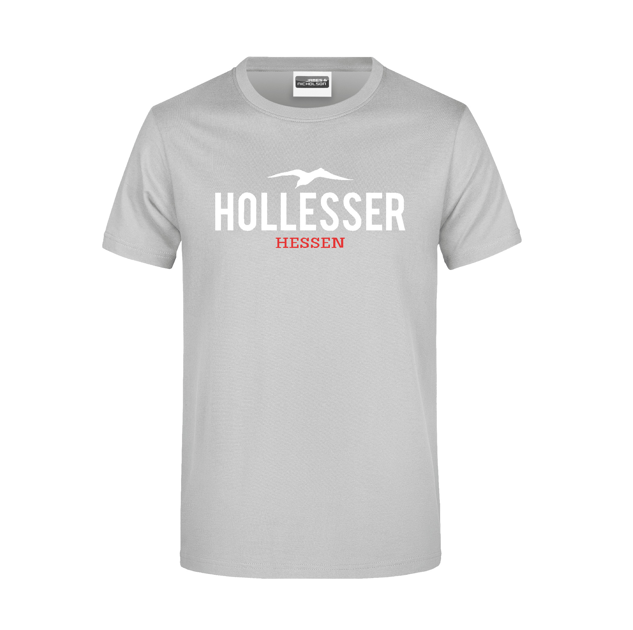 T-Shirt "Hollesser Original" Unisex Grau Schwalbe white-red 5XL