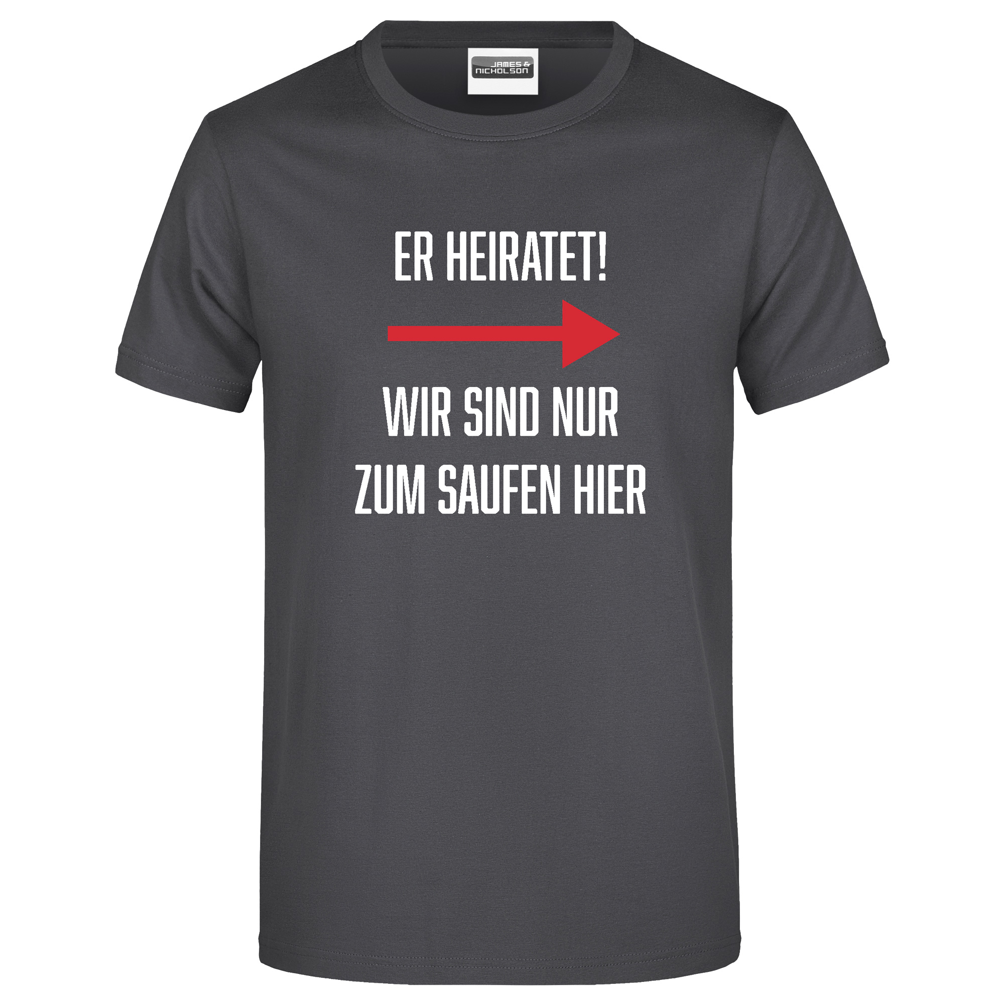 JGA T-Shirt Herren "Ich heirate, die saufen", 5XL, Er heiratet (Team, Pfeil nach links)