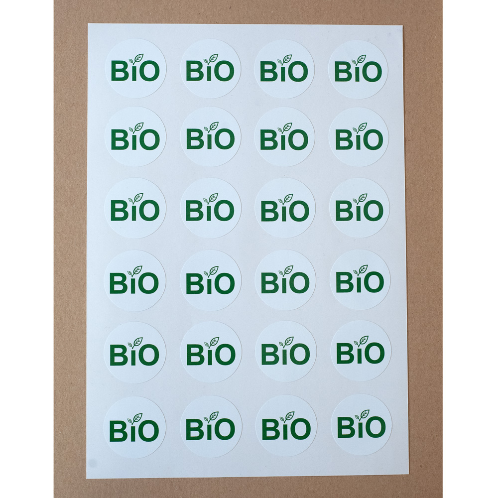 24 Stk. Aufkleber "BIO", rund 4 cm