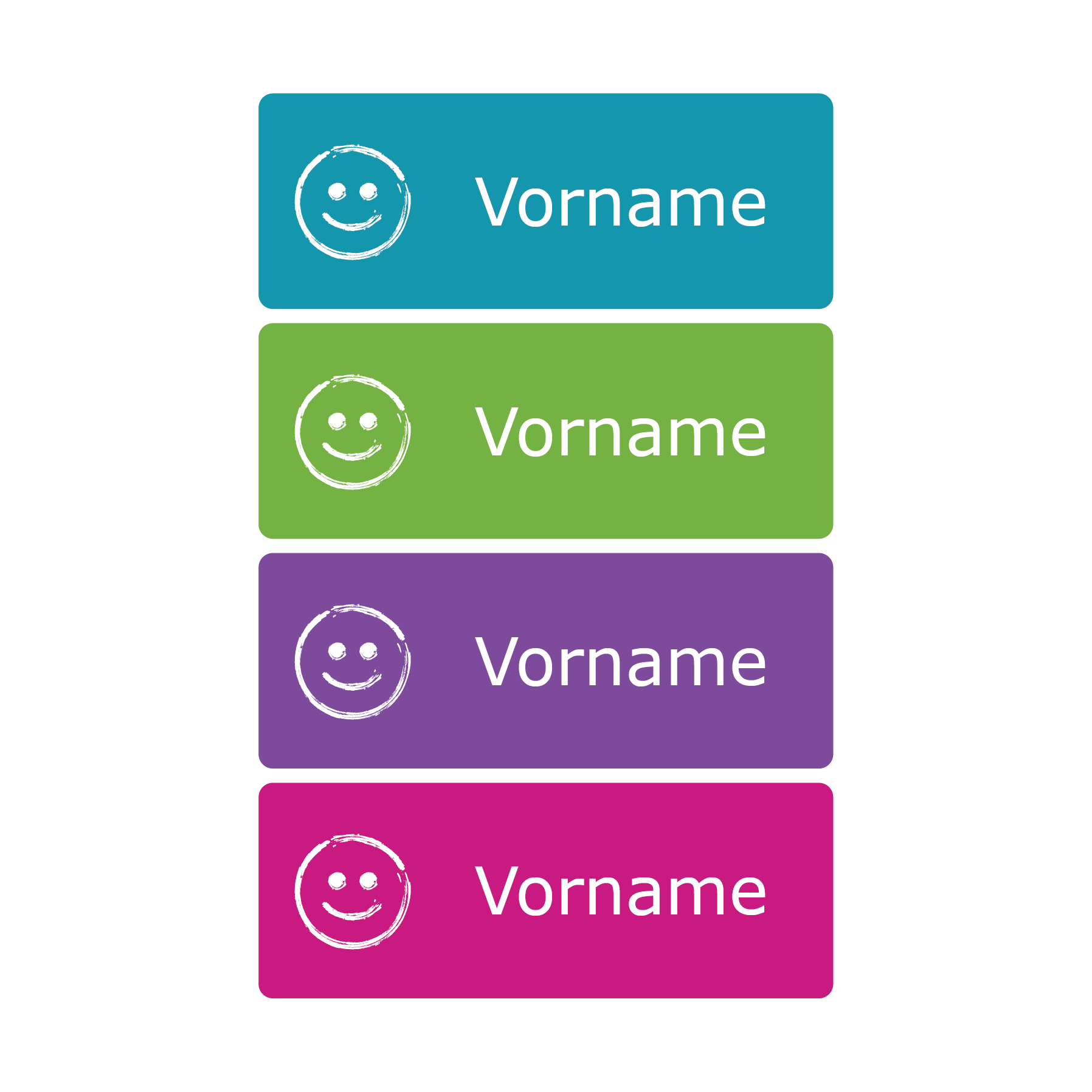 150 Namensaufkleber mit Motiv, Einschulung, Schule, Kita, Kiga, 3 Größen im Set: Blau, Smiley, Druckschrift