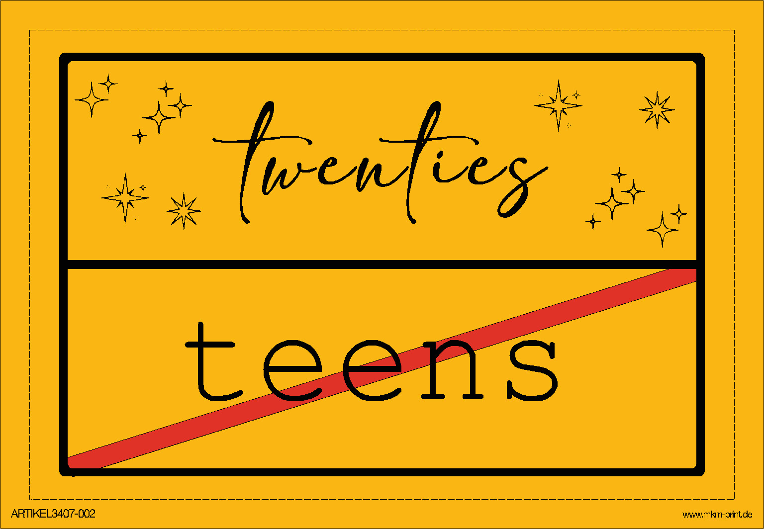 Flaschensticker "Ortsschild" Geburtstag/Schule