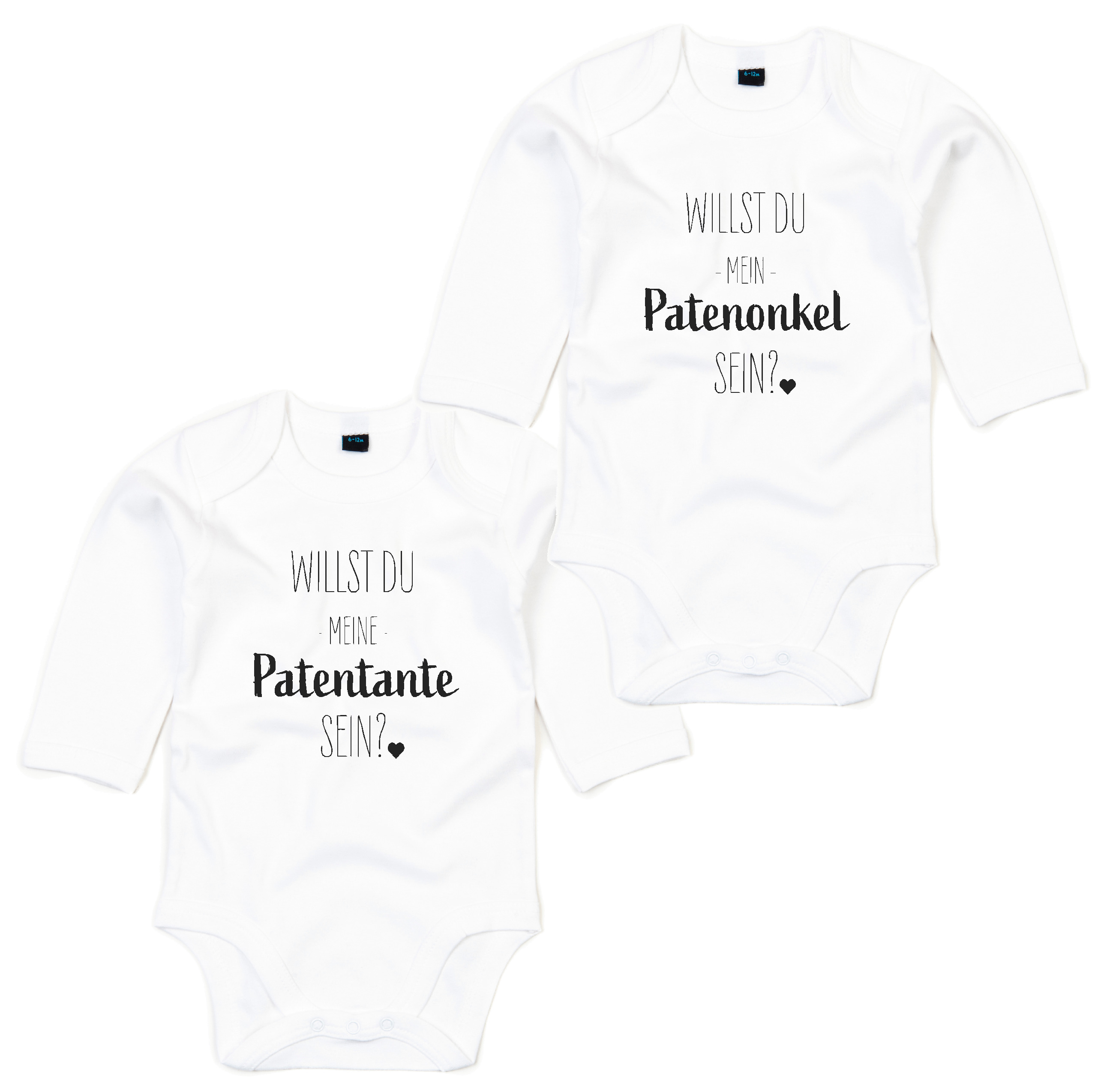 Baby-Body "Willst du mein/e Patentante/Patenonkel sein?" Bio Baumwolle, Herz