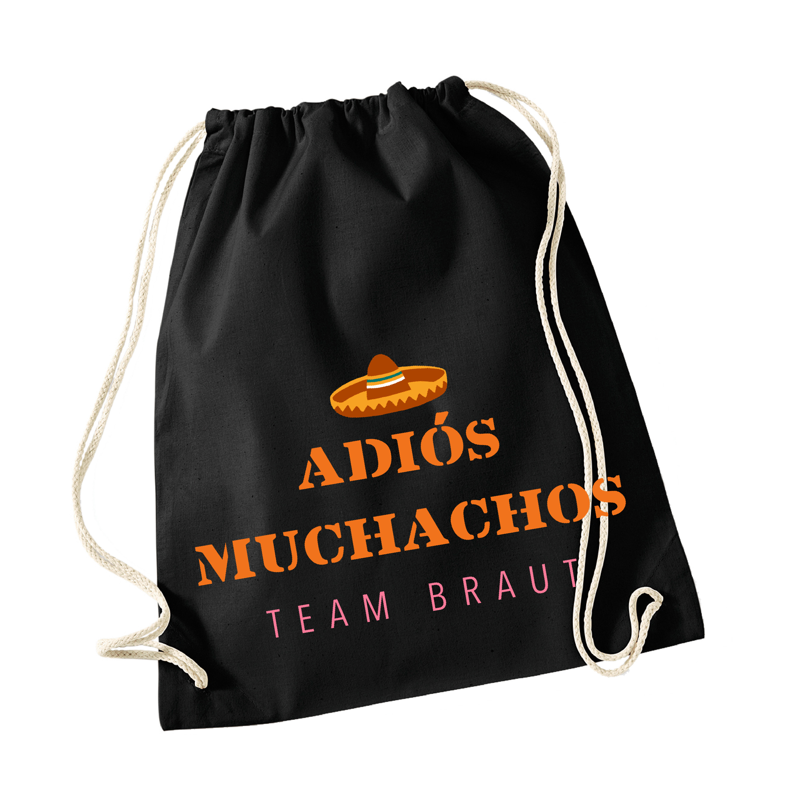 JGA Turnbeutel "Adiós Muchachos/Señoritas" Team Braut-schwarz