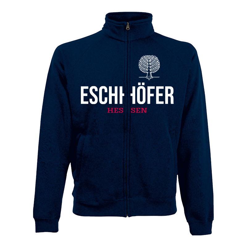 Sweat Jacke "Eschhöfer" Unisex für Erwachsene Navy, Druck weiß-rot, XXL