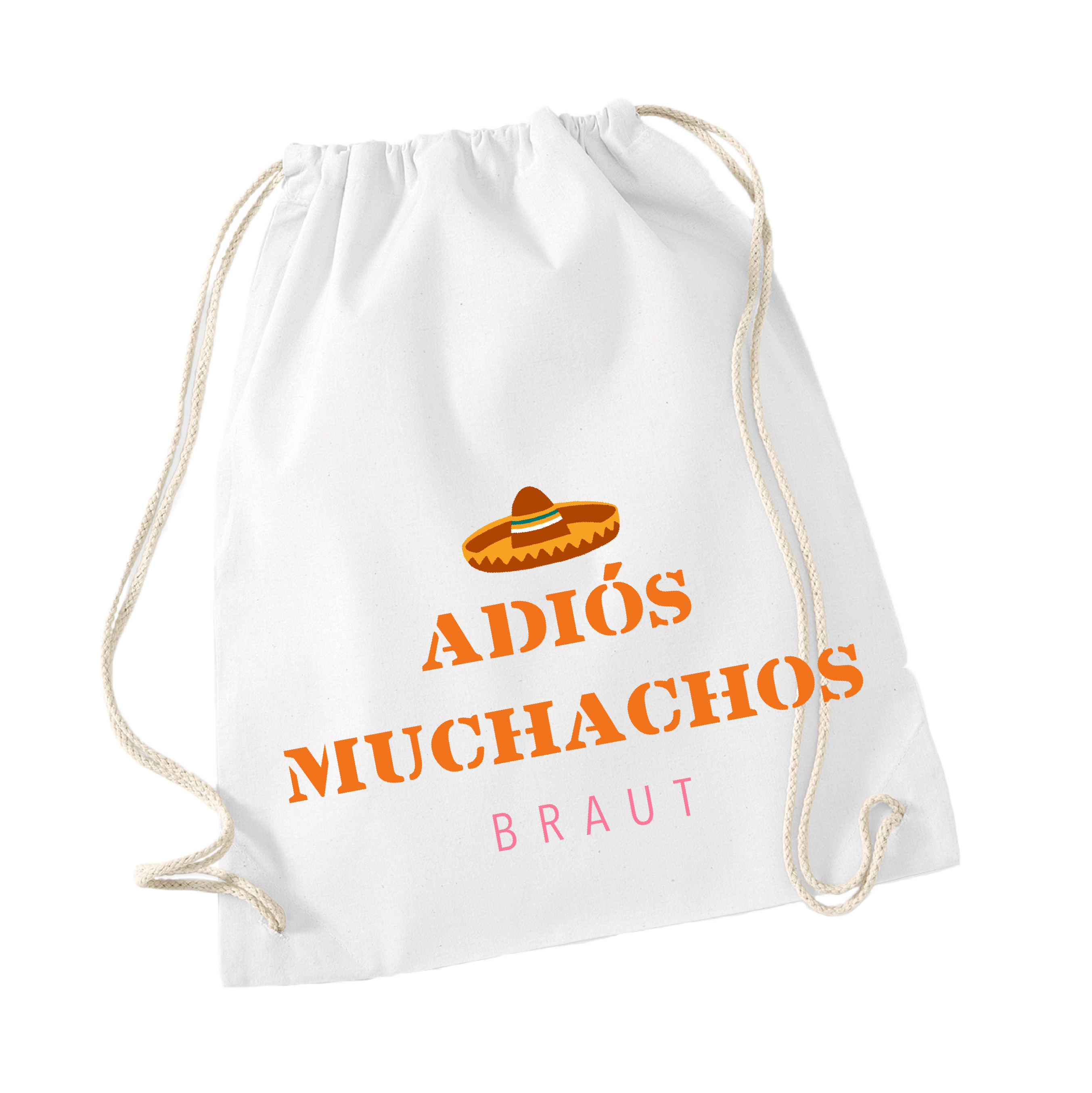 JGA Turnbeutel "Adiós Muchachos/Señoritas" Braut-weiß
