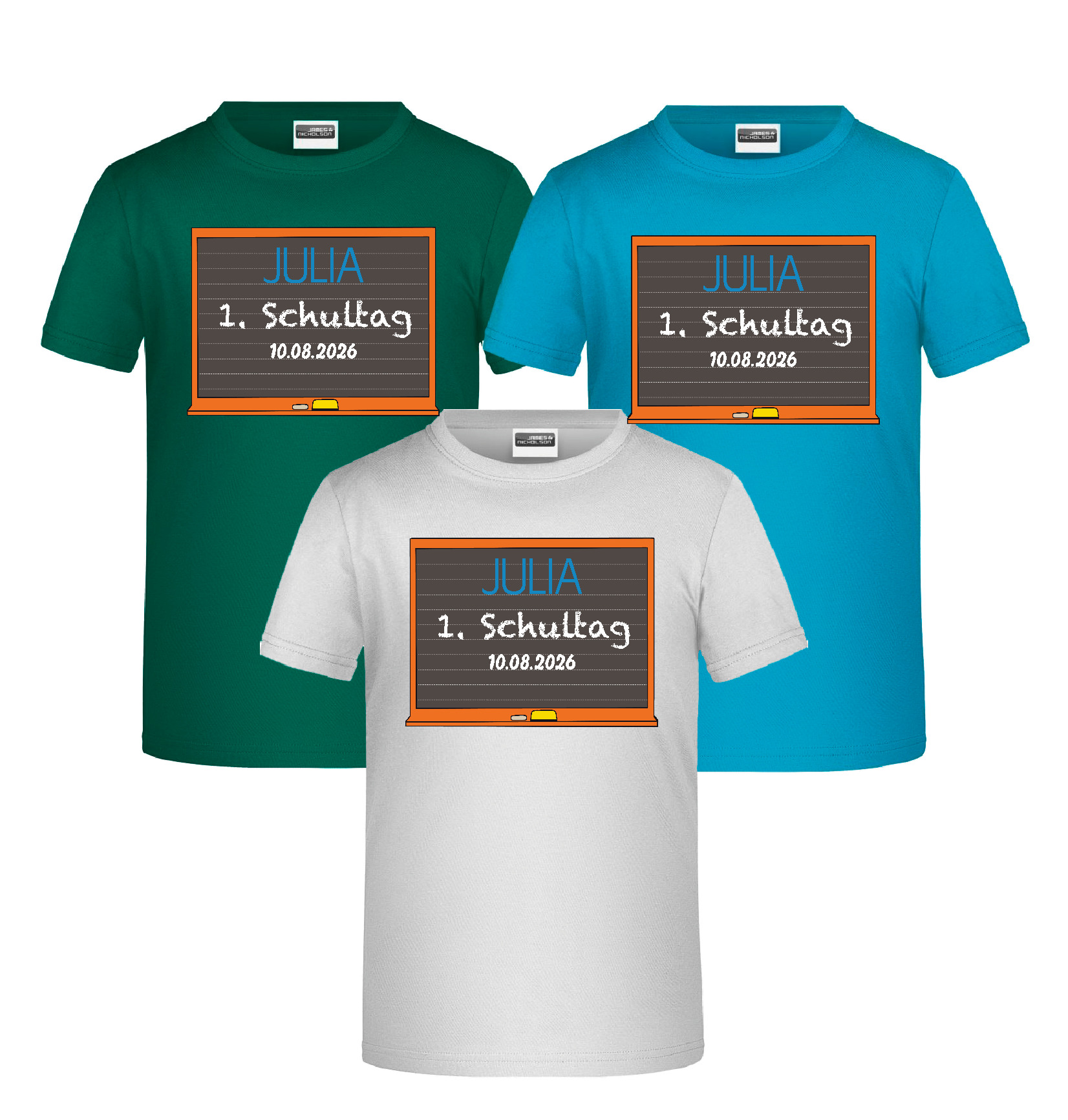 T-Shirt Kinder "Schulkind Tafel" personalisiert