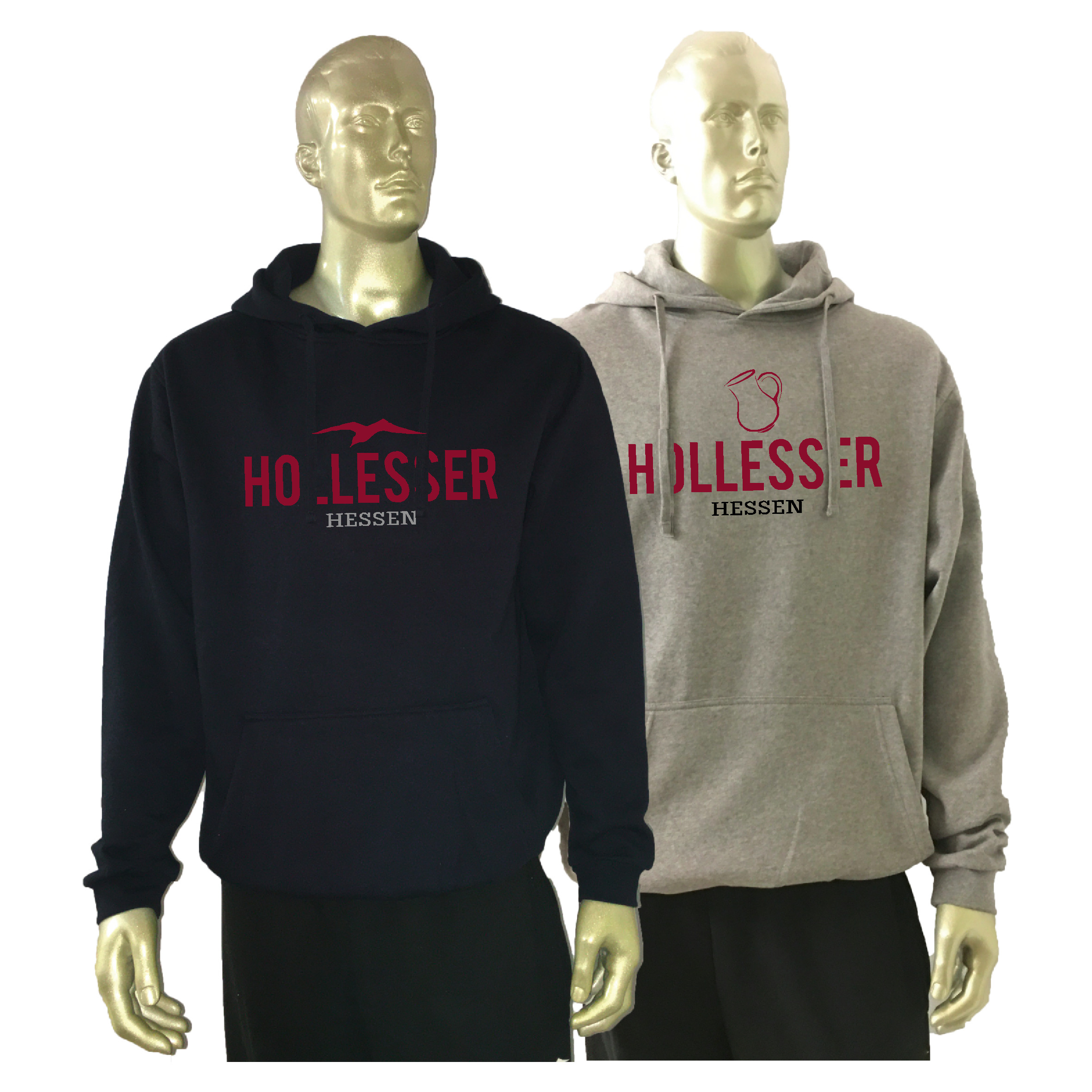 Hoodie "HOLLESSER, Das Original" Unisex Krug navy (dunkelblau) apfelgrün-grau 5XL