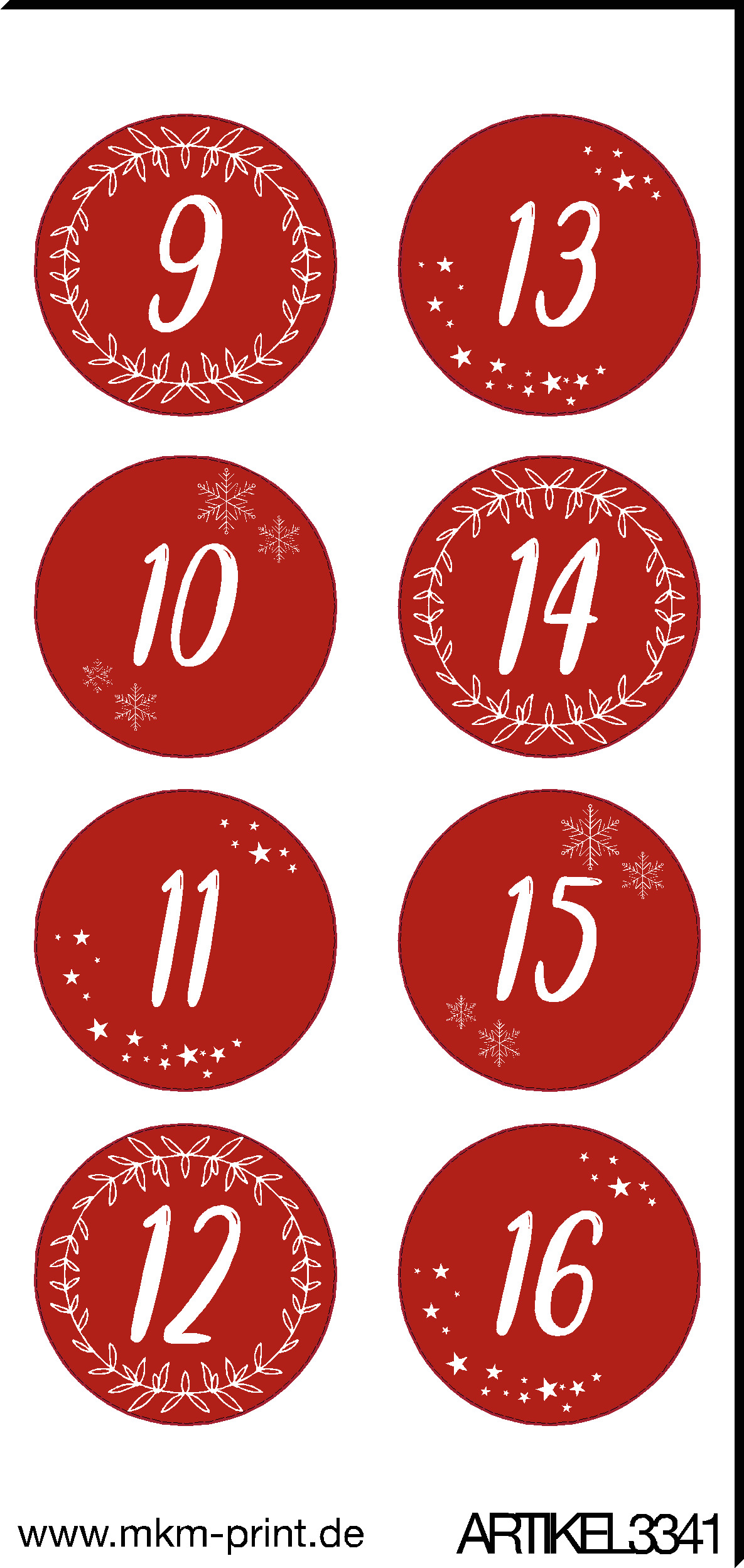 24 Stk Aufkleber DIY Adventskalender