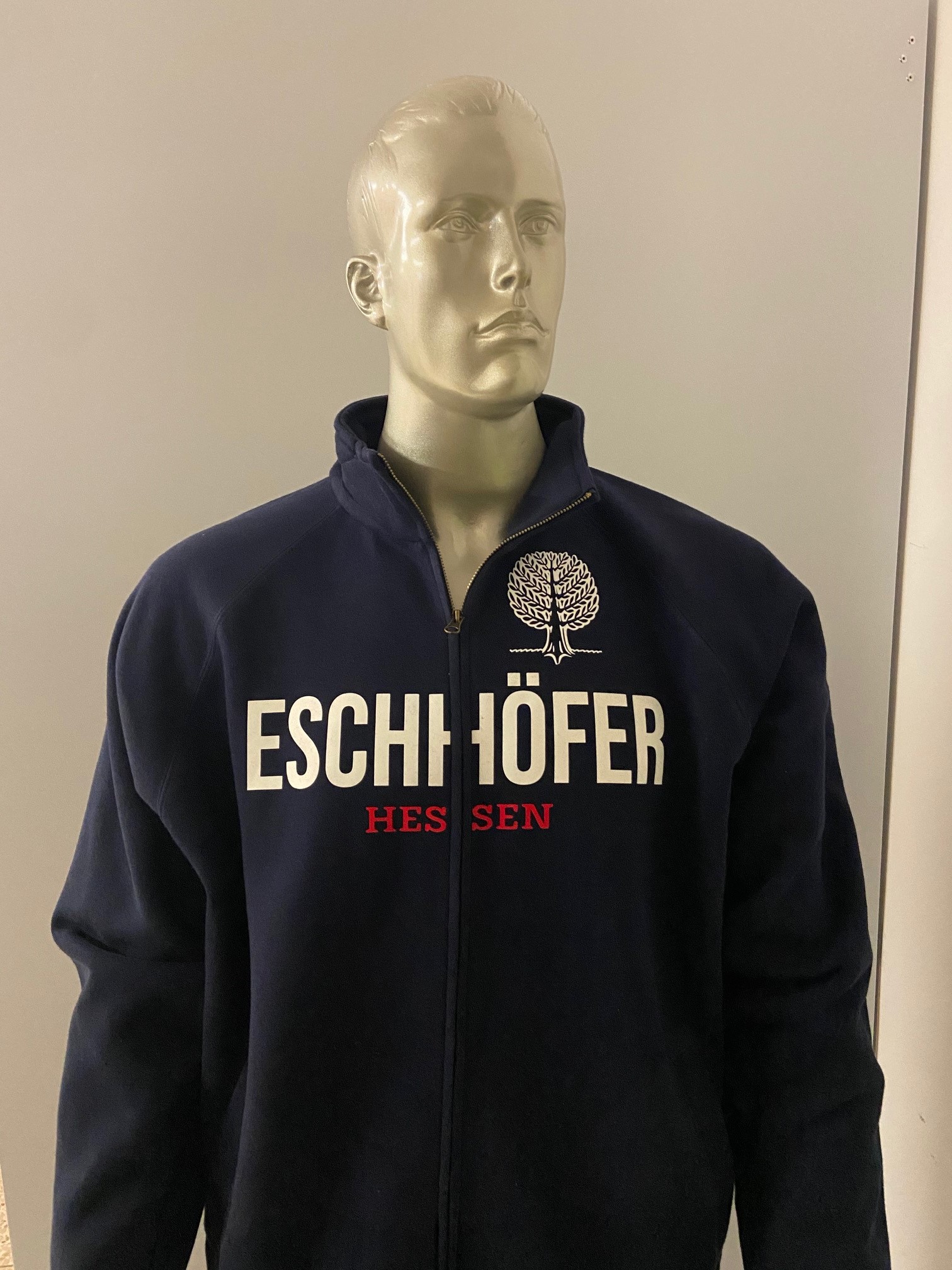 Sweat Jacke "Eschhöfer" Unisex für Erwachsene Navy, Druck weiß-rot, XXL