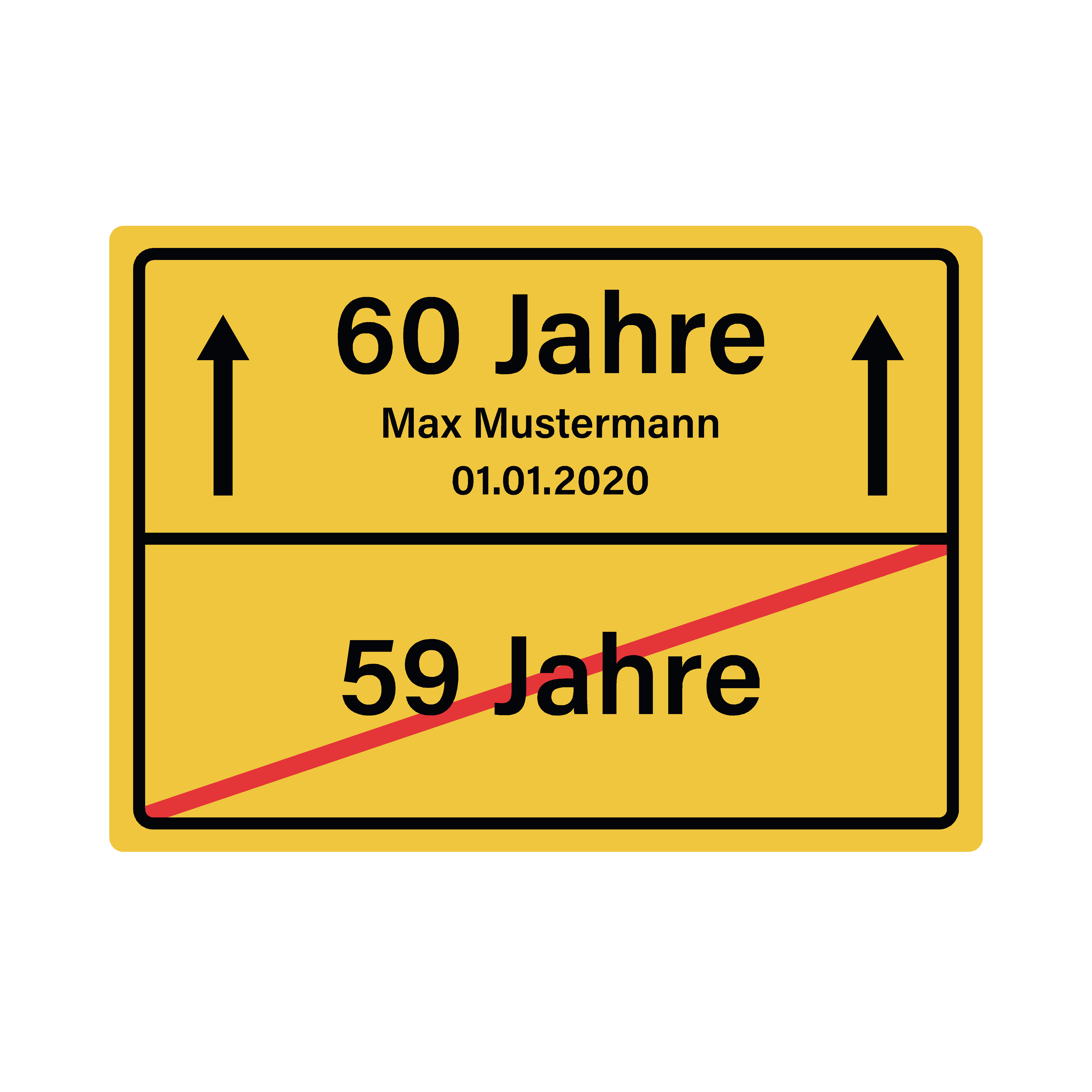 Schild "18, 20, 30, 40, 50, 60, 70, 80", Geburtstag, Ortsschild, personalisierbar