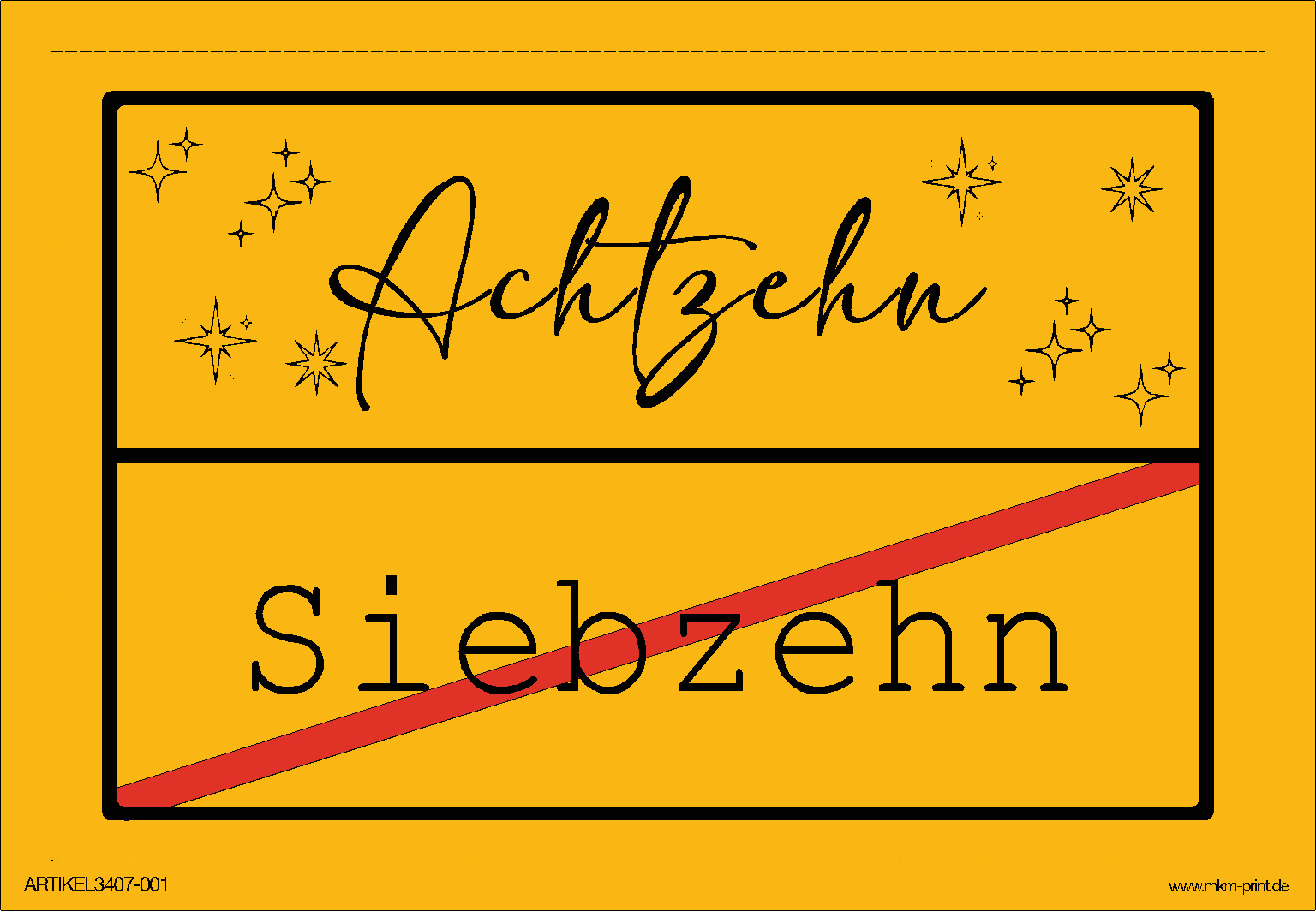 Flaschensticker "Ortsschild" Geburtstag/Schule