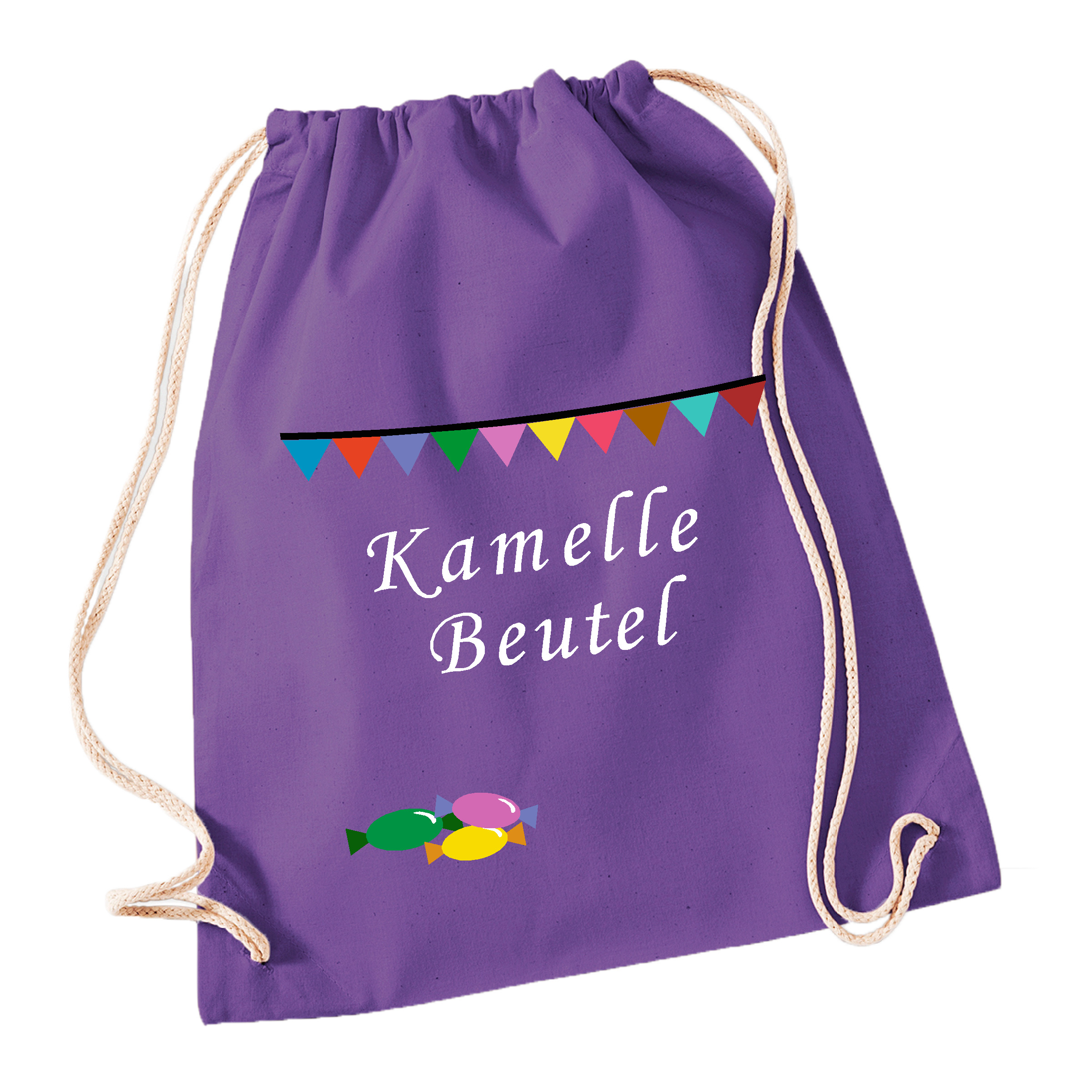 Turnbeutel Kamelle Beutel purple (lila)-Girlande