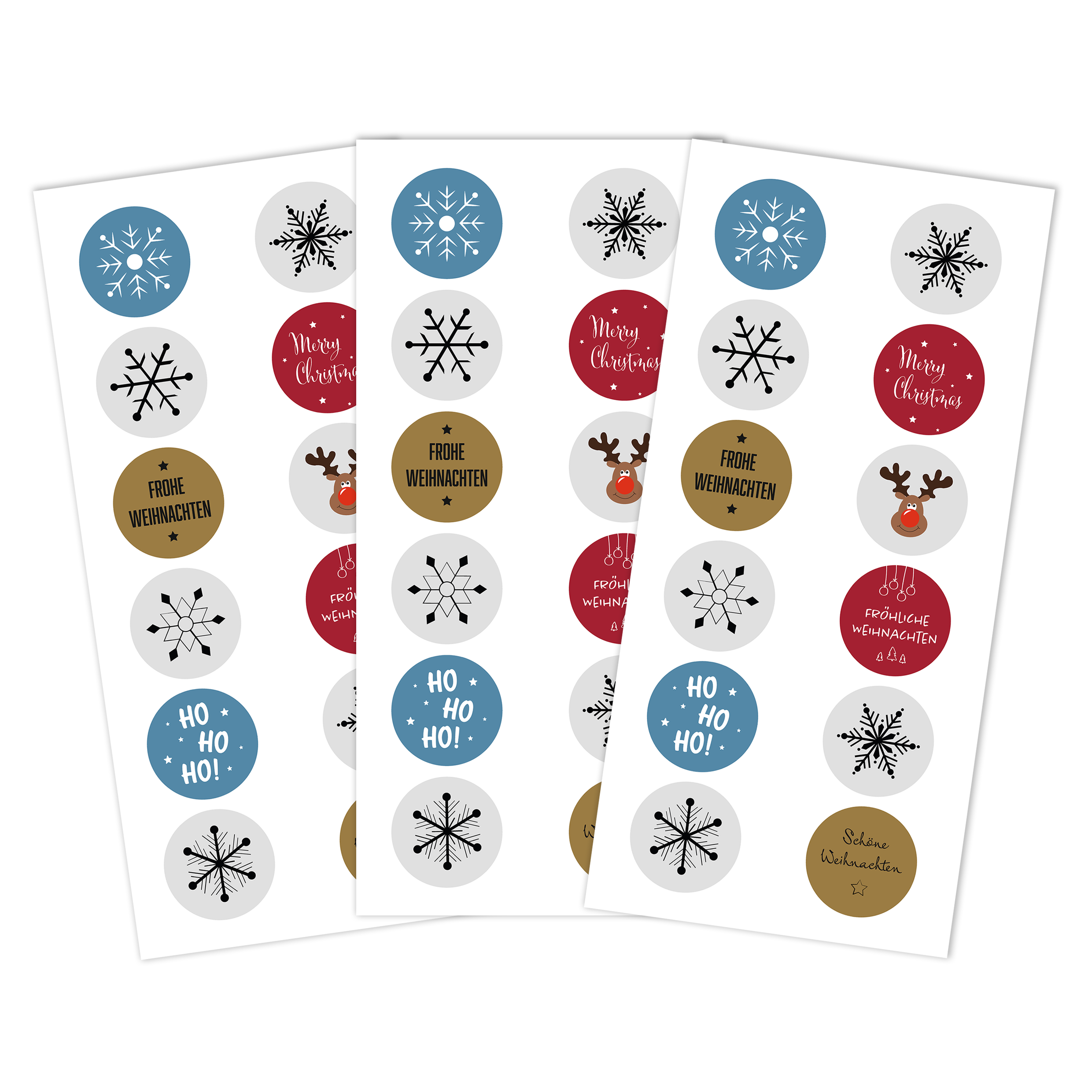 36 Stk. Aufkleber | Weihnachtsmotive | rund 3 cm