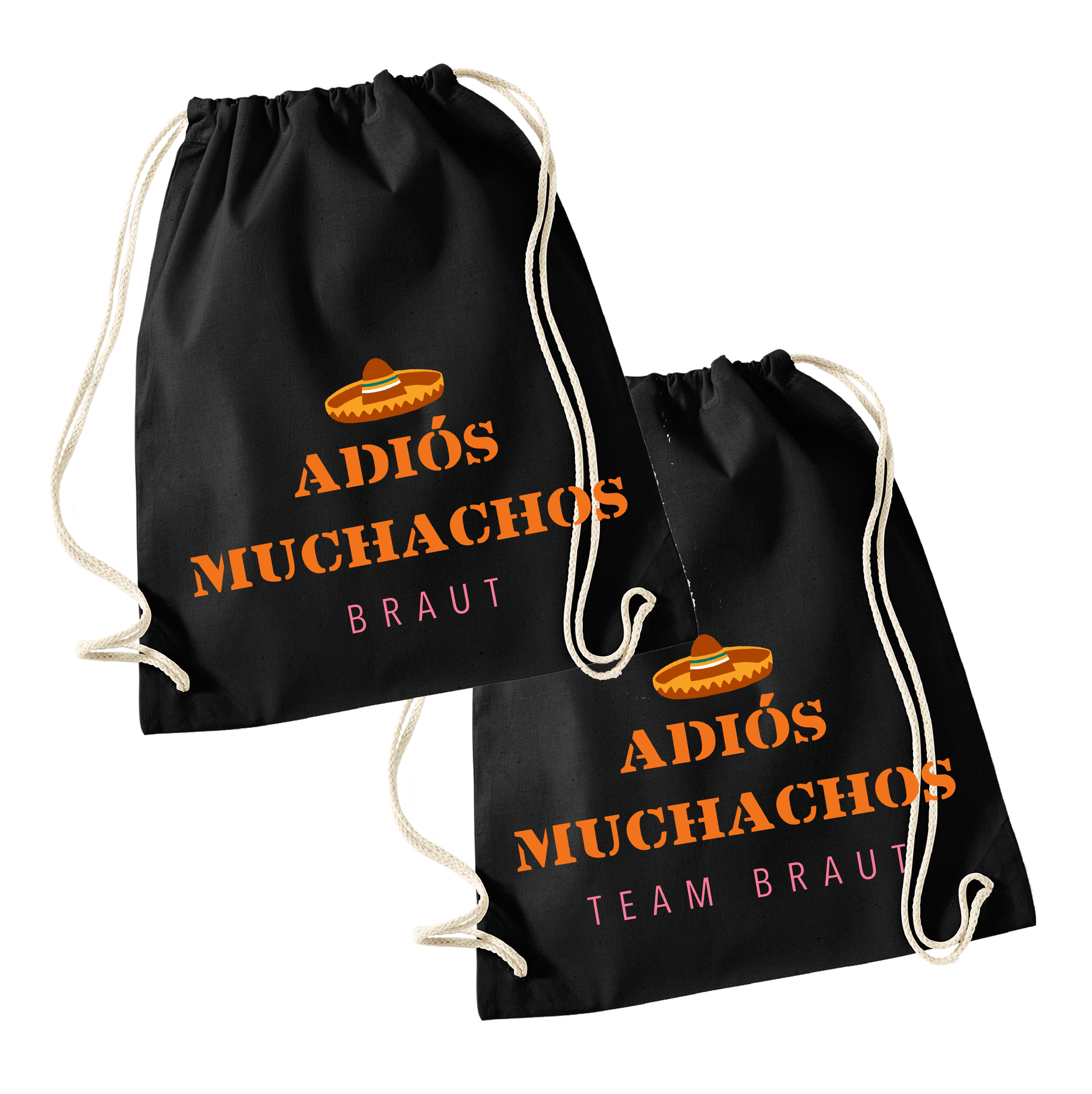 JGA Turnbeutel "Adiós Muchachos/Señoritas" Team Braut-schwarz