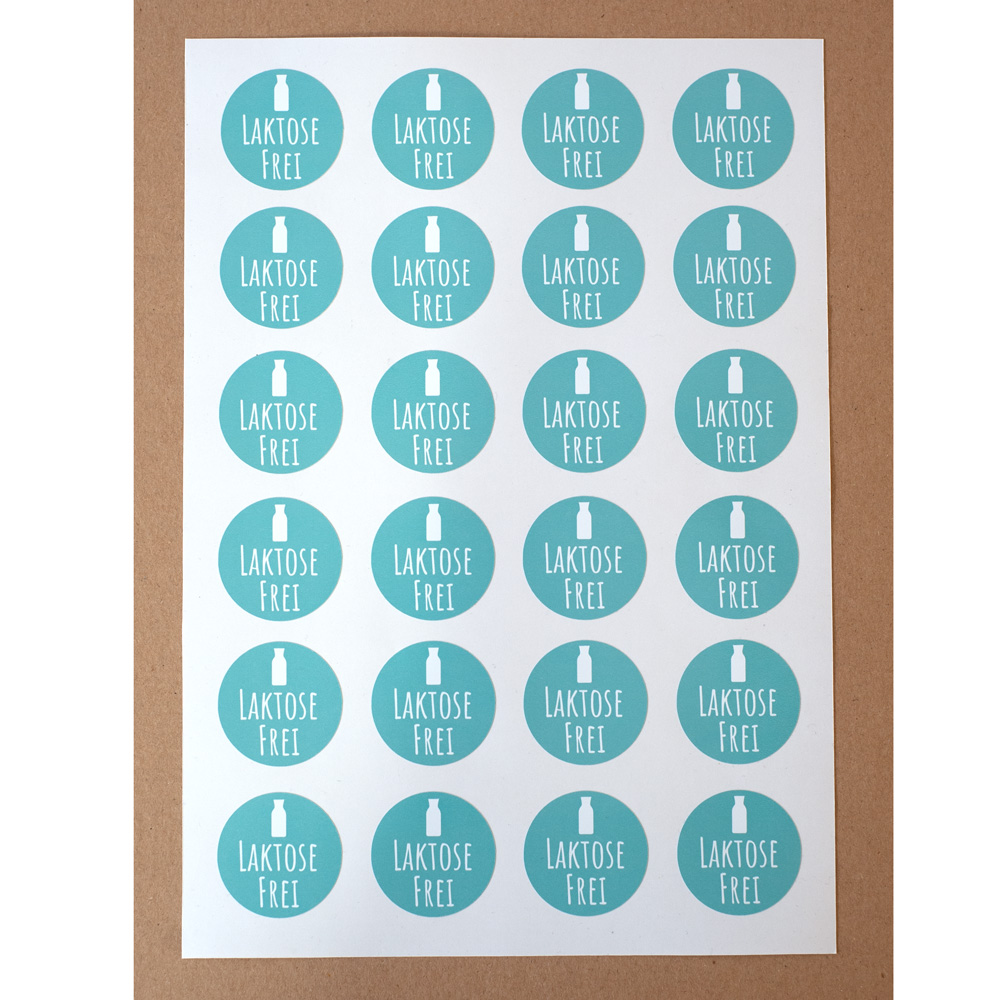 24 Stk. Aufkleber "glutenfrei", "laktosefrei" oder "vegan", rund 4 cm