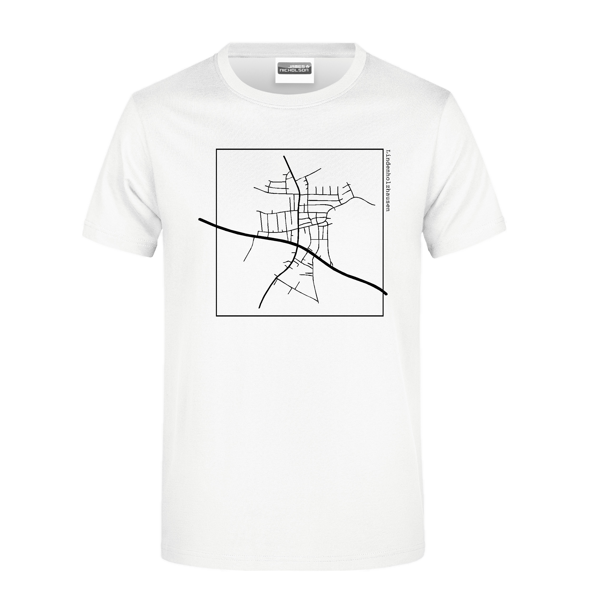 T-Shirt "Hollesser" Karte, Unisex weiß 5XL