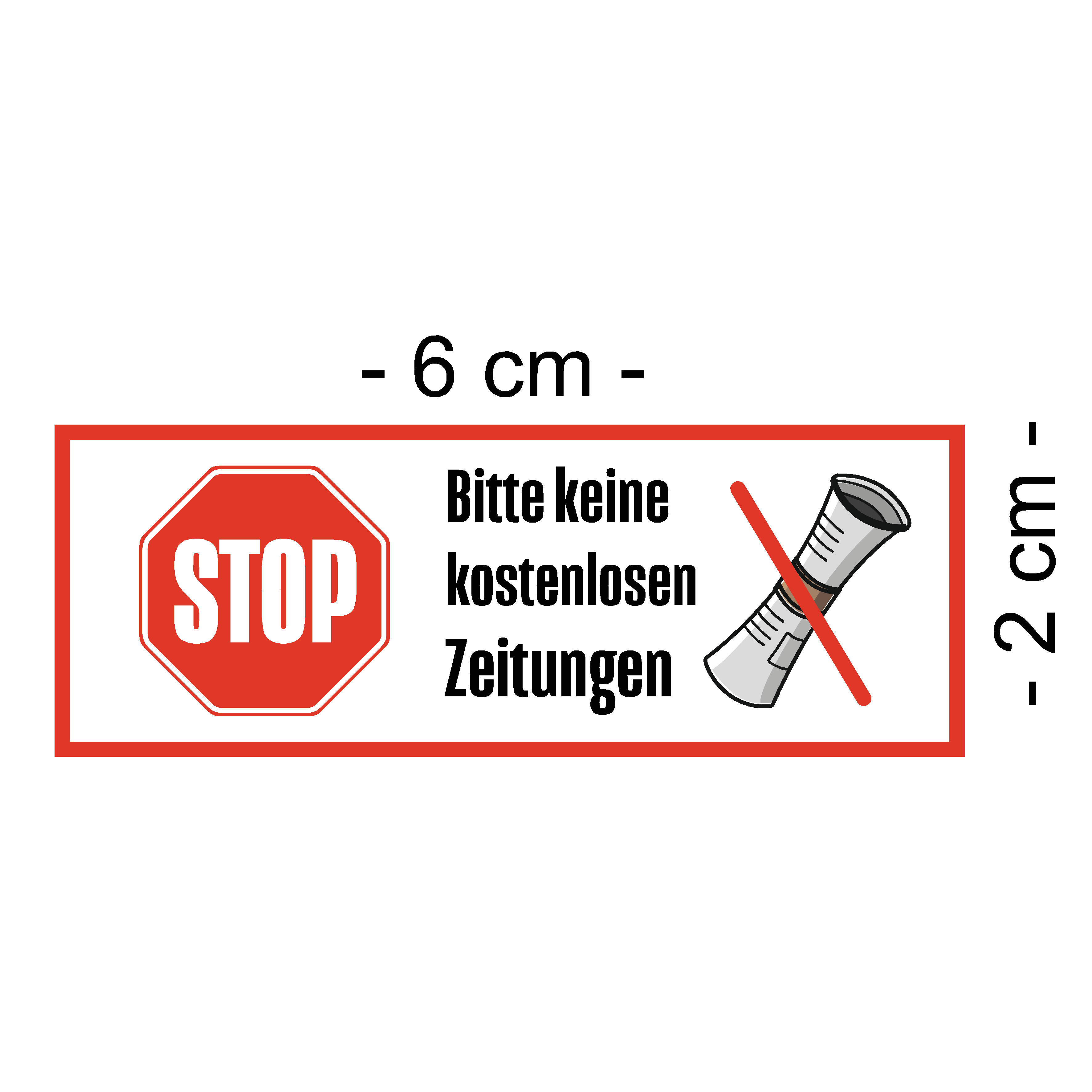 Aufkleber "Bitte keine Werbung", 4 Motive zur Auswahl, 60x20mm, Bitte keine kostenlosen Zeitungen