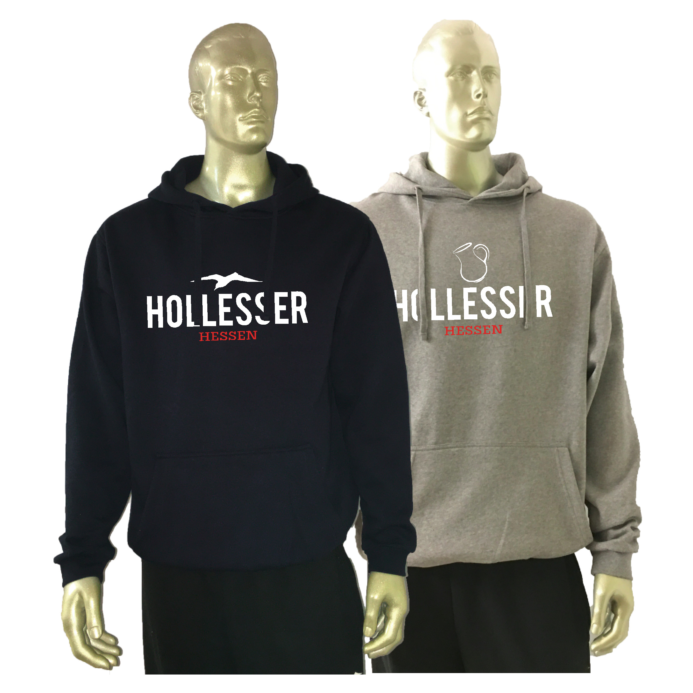 Hoodie "HOLLESSER, Das Original" Unisex Krug navy (dunkelblau) apfelgrün-grau 5XL