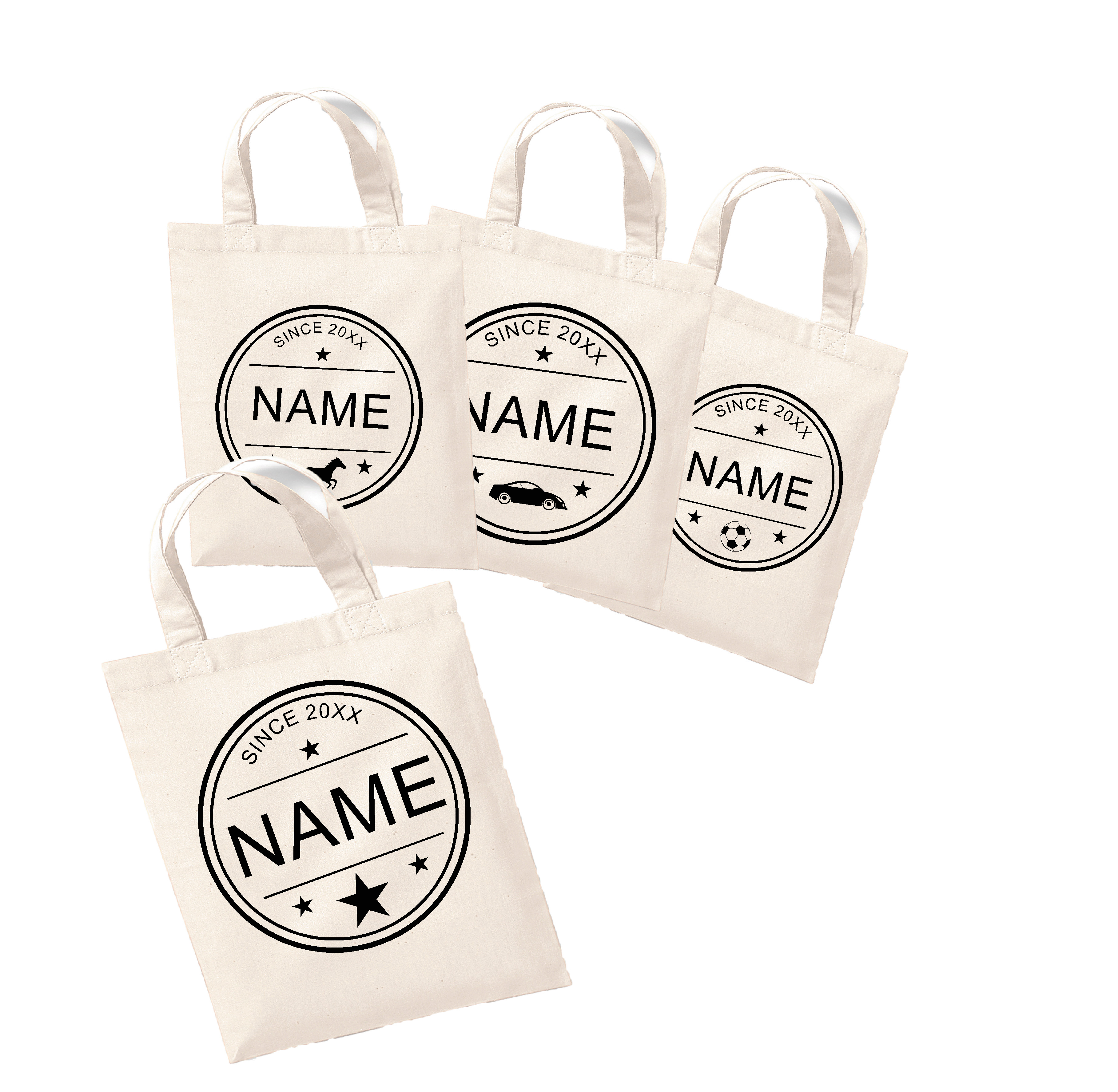 Kleine Baumwolltasche für Kinder mit Namen und Geburtsjahr