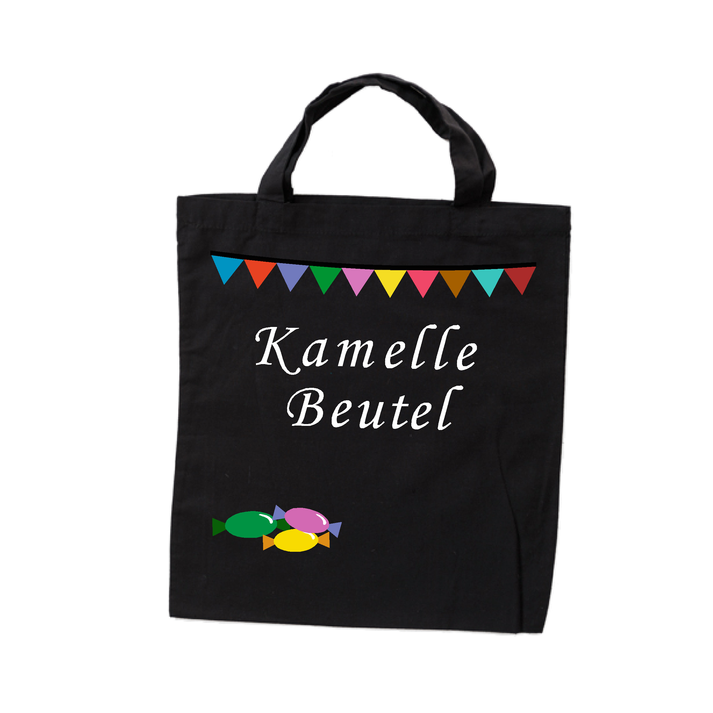 Jutebeutel "Kamelle Beutel" black (schwarz)-Girlande