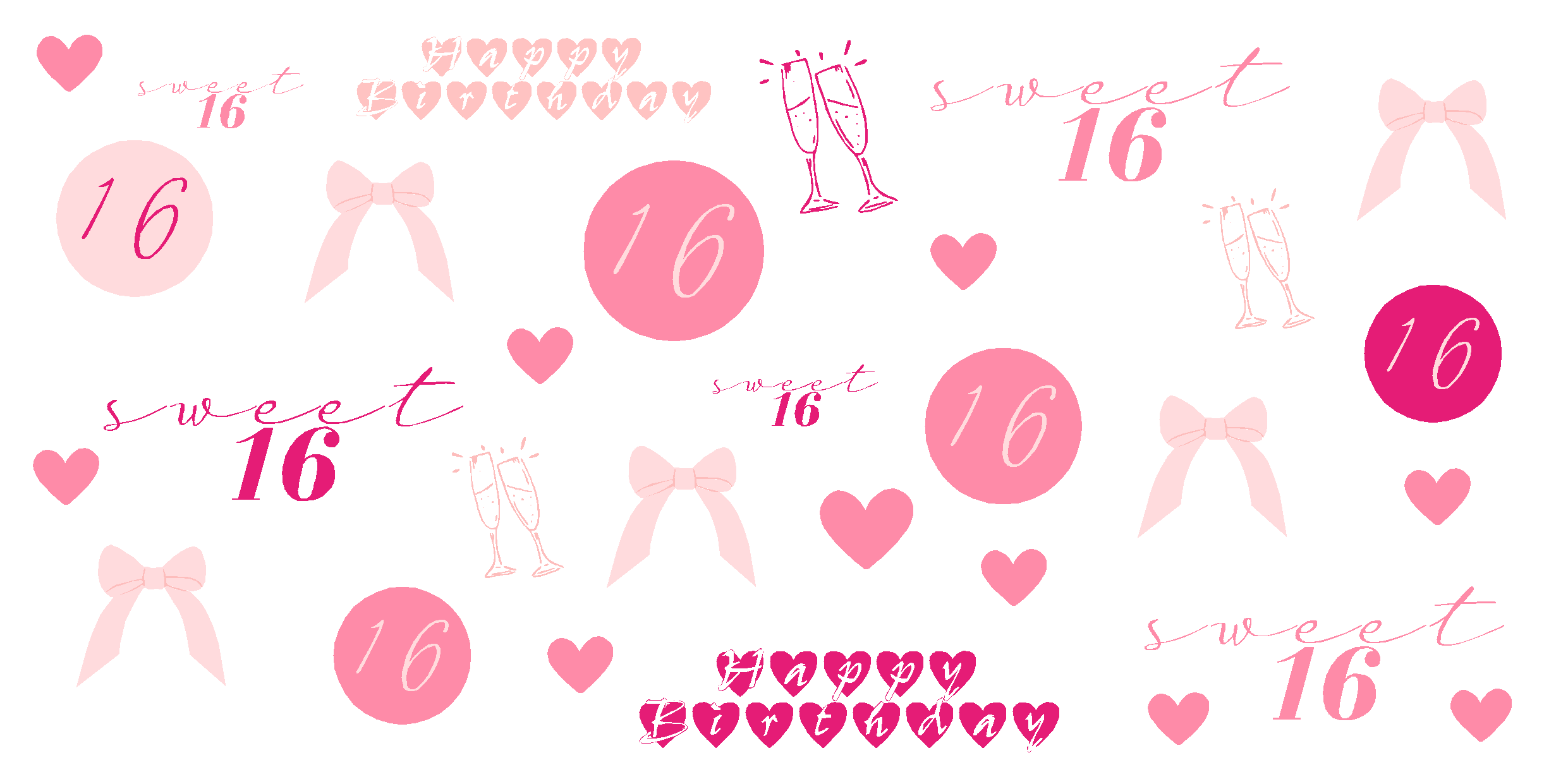 90 Stk. Geburtstagsaufkleber "Sweet 16"