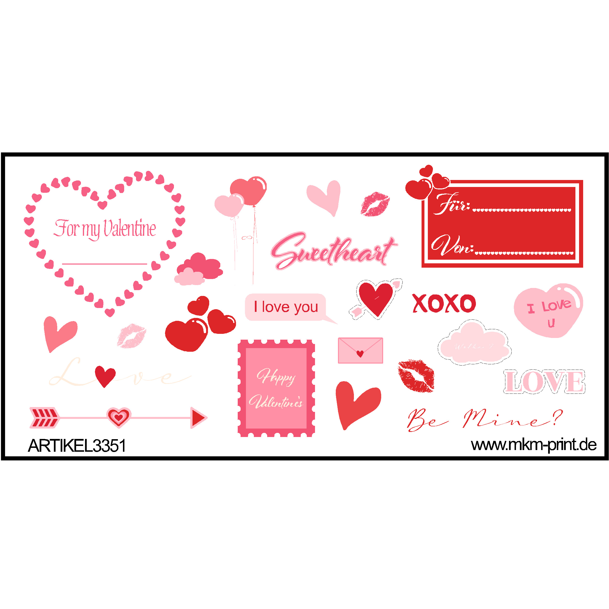 69 Stk. Valentinstagssticker "For my Valentine"