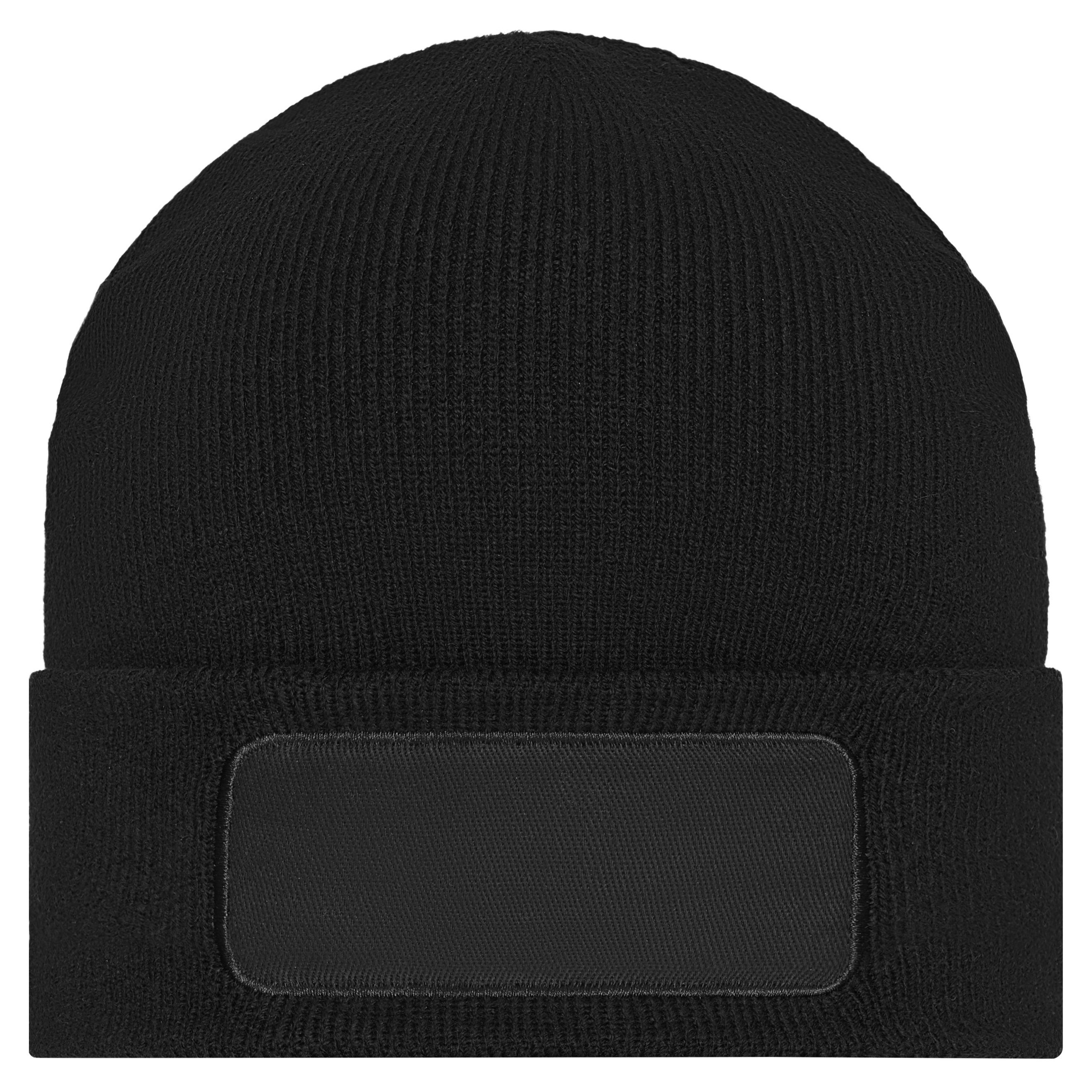 Knitted Beanie with Patch (10cm x 5cm) Royal