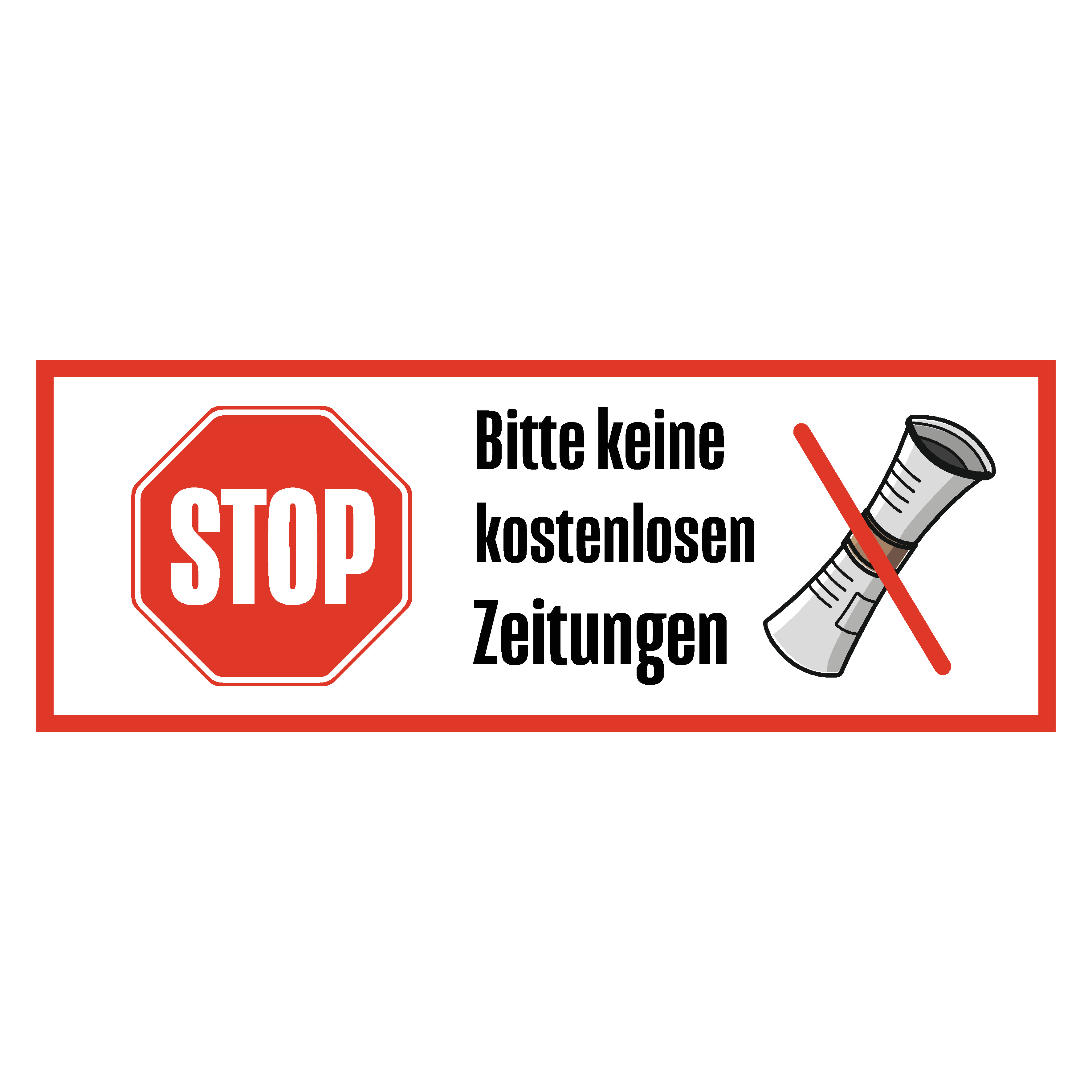 Aufkleber "Bitte keine Werbung", 4 Motive zur Auswahl, 60x20mm, Bitte keine kostenlosen Zeitungen