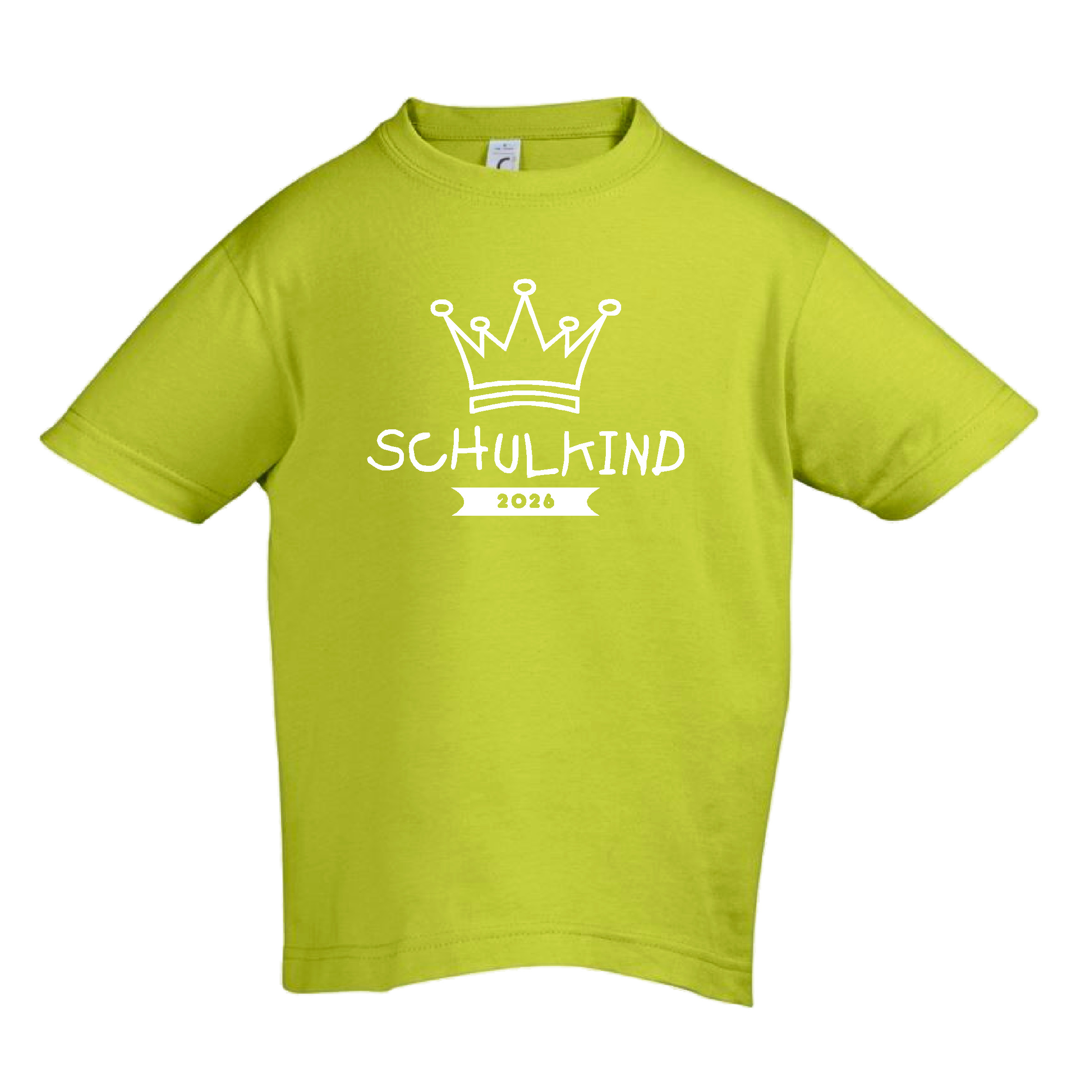 T-Shirt Kinder "Schulkind, Krone, Jahreszahl", Aufdruck weiß,