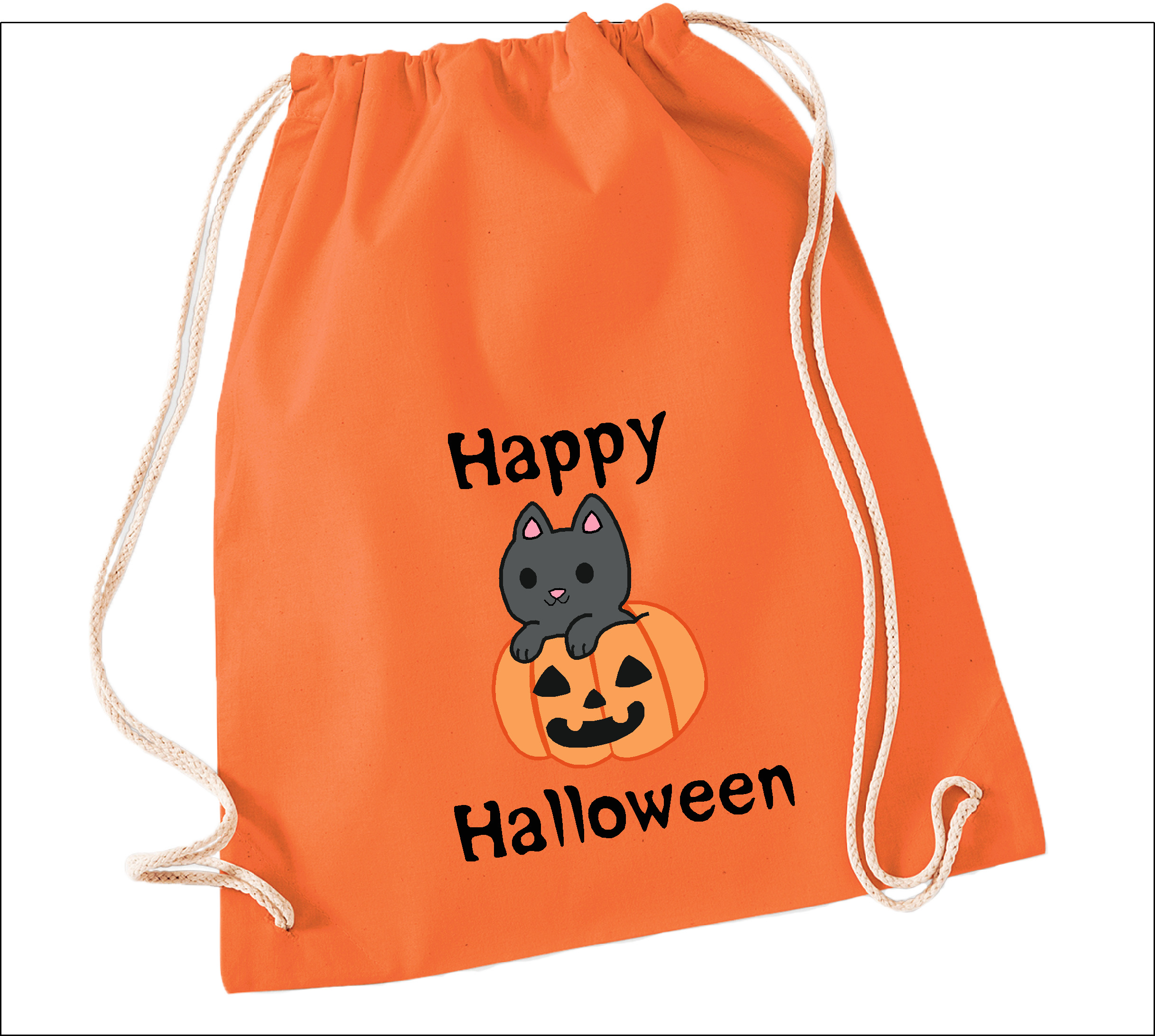 Halloween Turnbeutel "Pumpkitten" orange