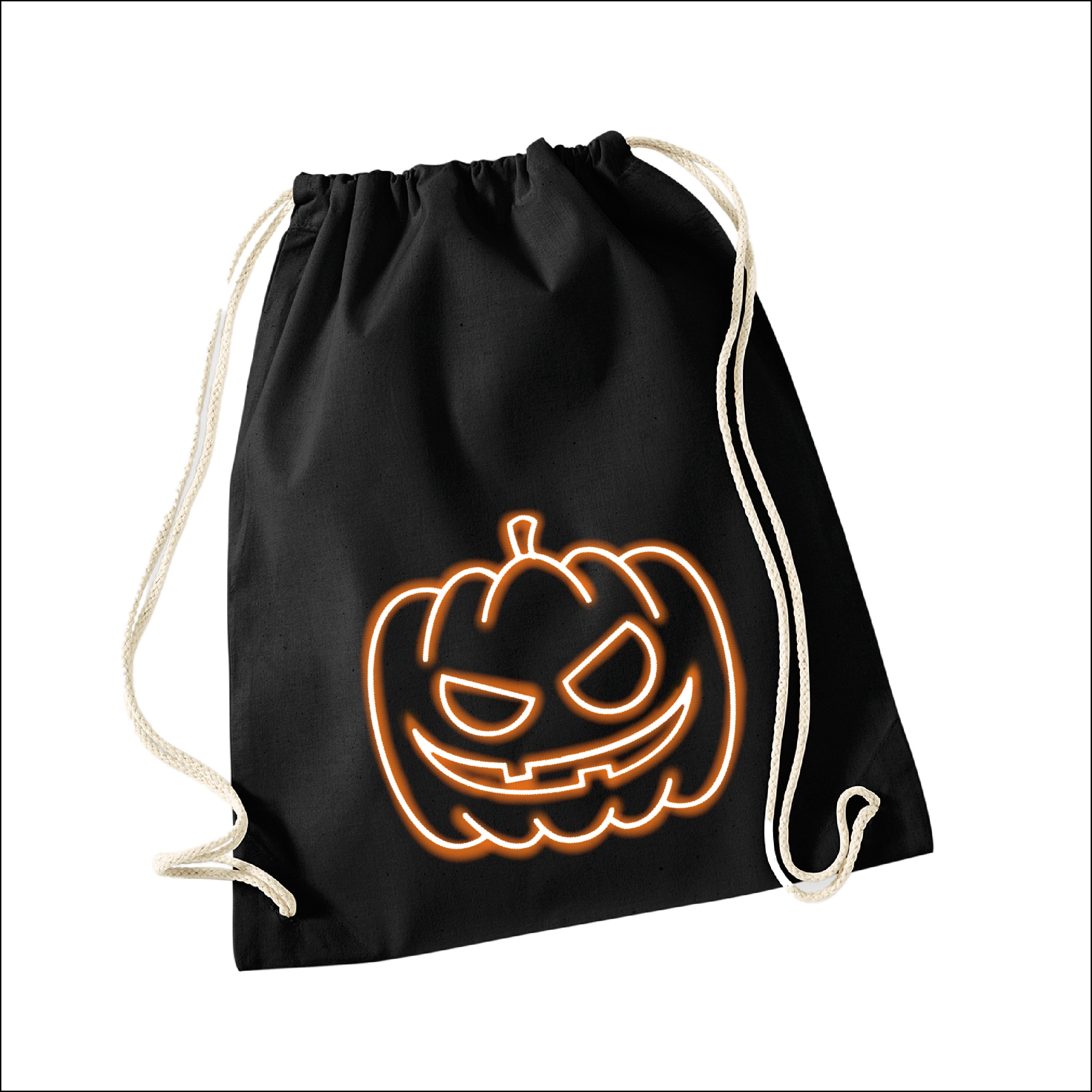 Halloween Turnbeutel "Kürbis" schwarz