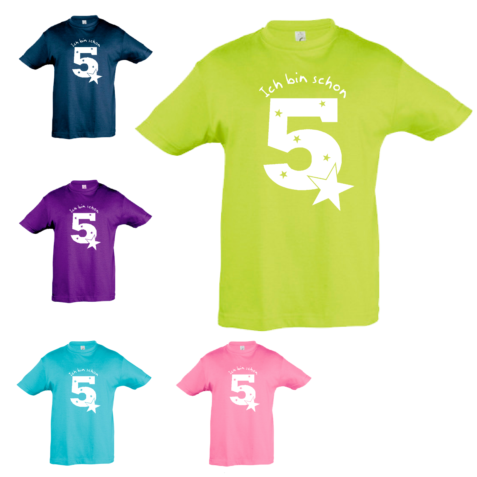 T-Shirt "Ich bin schon ... (1-9)", Zahlen in weiß