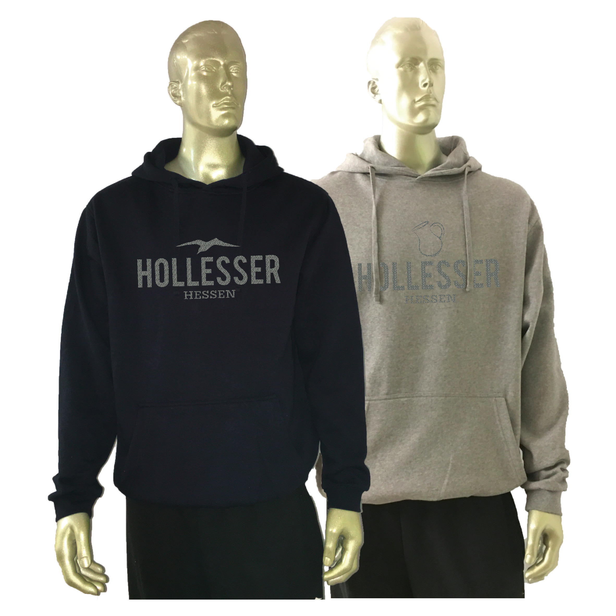 Hoodie "HOLLESSER, Das Original" Unisex Krug navy (dunkelblau) apfelgrün-grau 5XL