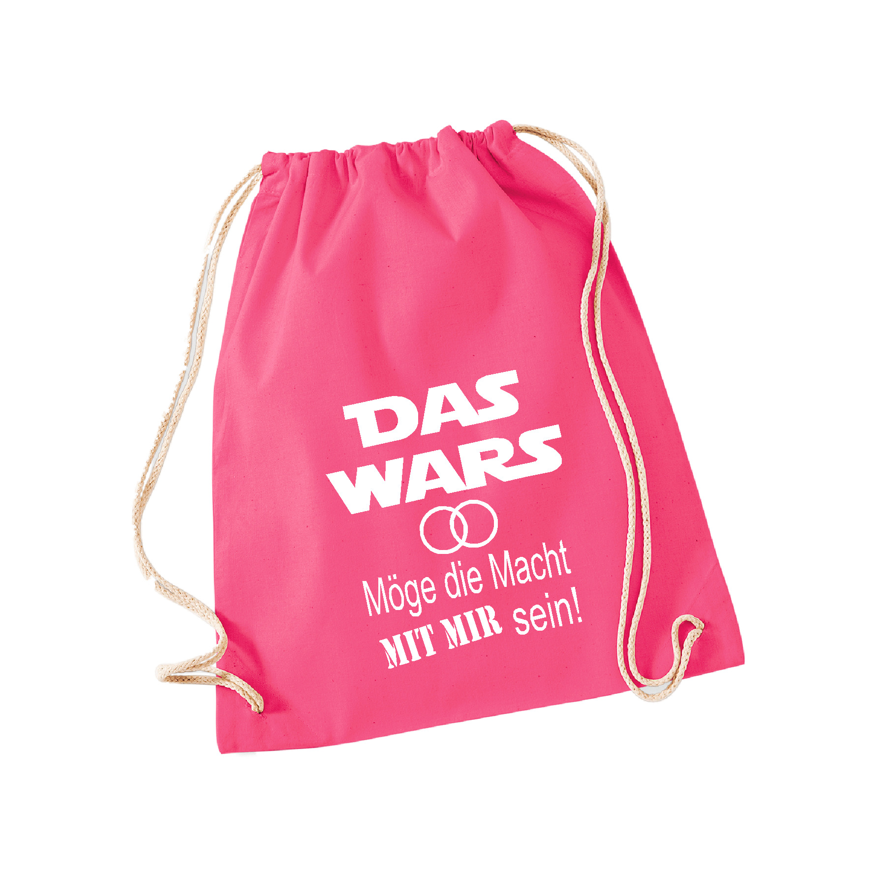 Turnbeutel JGA "DAS WARS"  Fuchsia-"Mit mir" (Braut/Bräutigam)