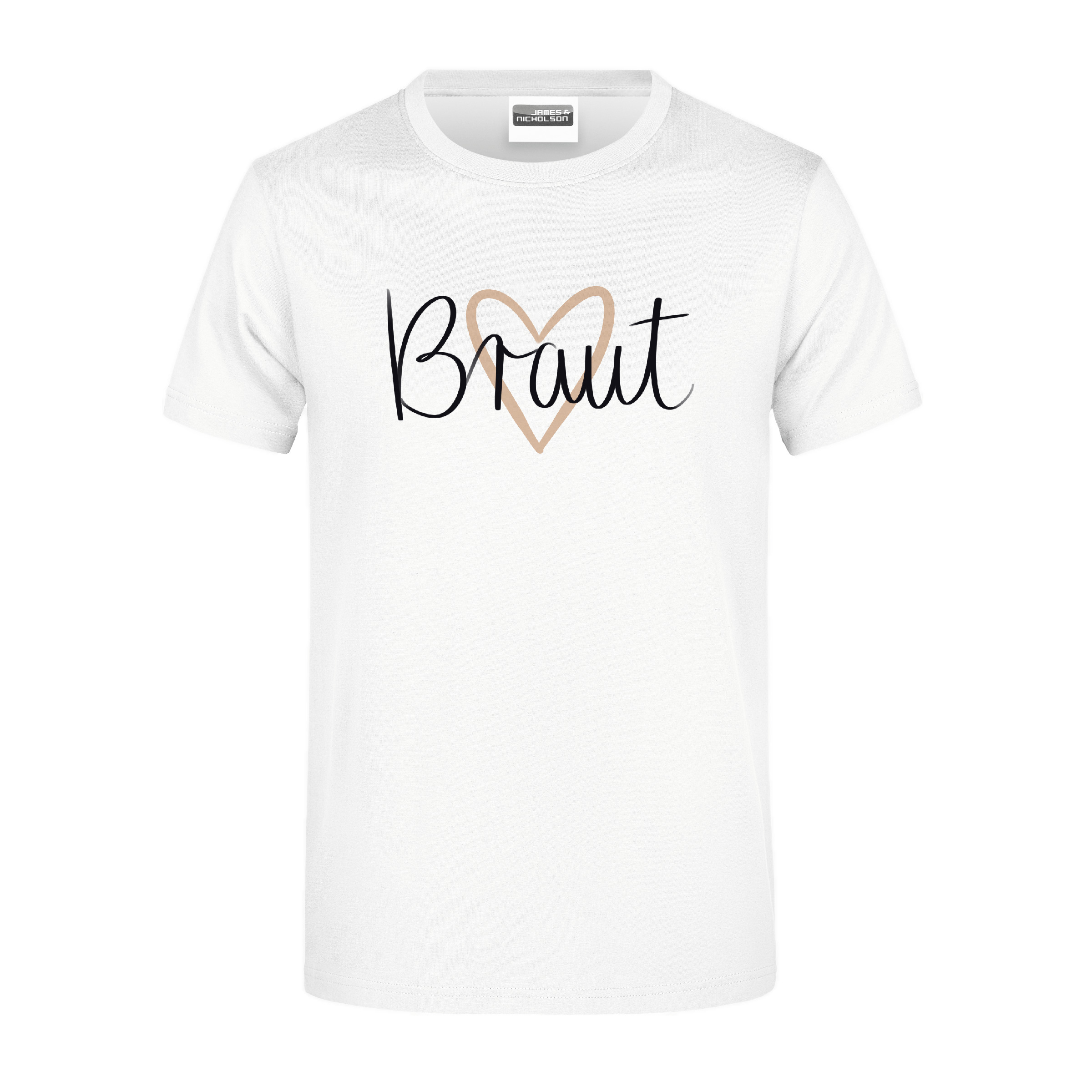 T-Shirt JGA "Team Braut Herz" Braut-Weiß-Unisex 5XL