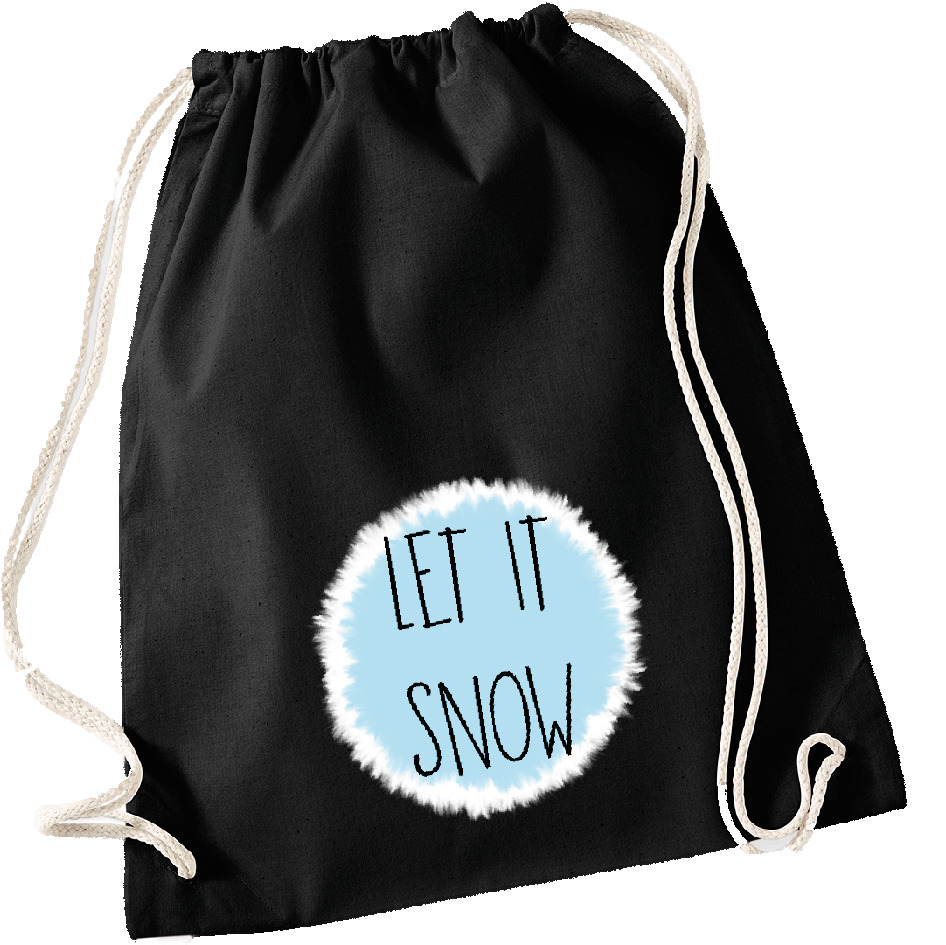 Turnbeutel Weihnachten "Let It Snow" Schwarz
