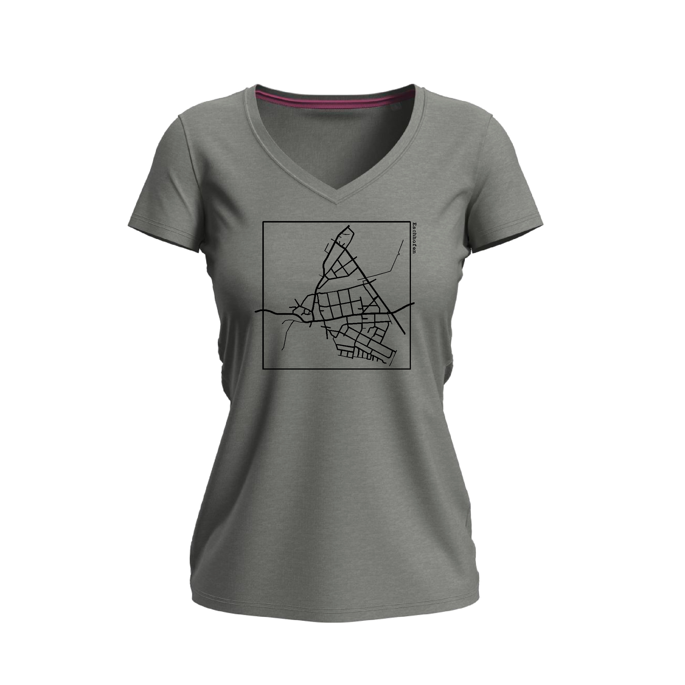 T-Shirt "Eschhöfer Karte" Damen black opal (schwarz)-weißer Aufdruck-XS