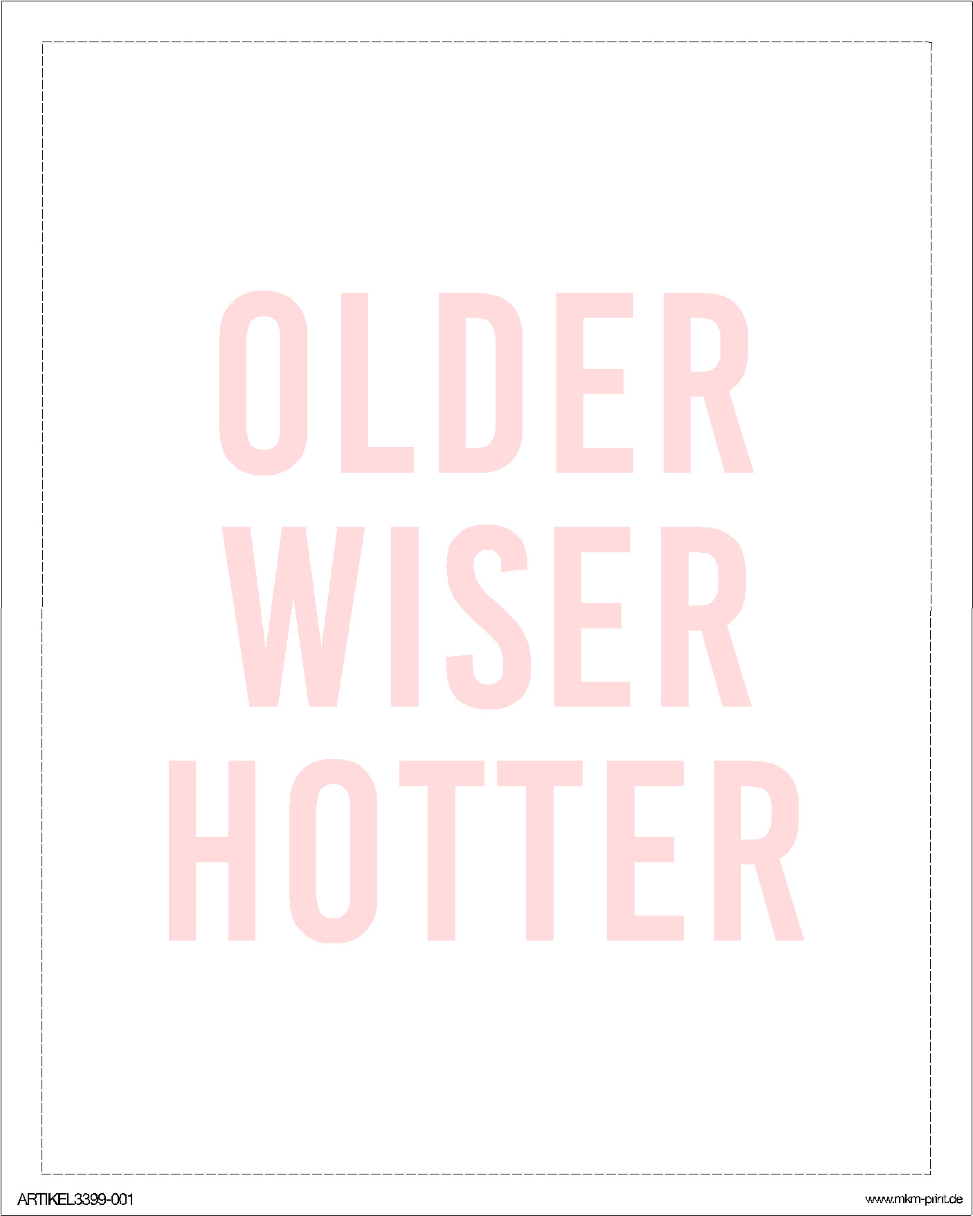 Flaschensticker "Older Wiser Hotter" Schwarz Quer (12x8cm)