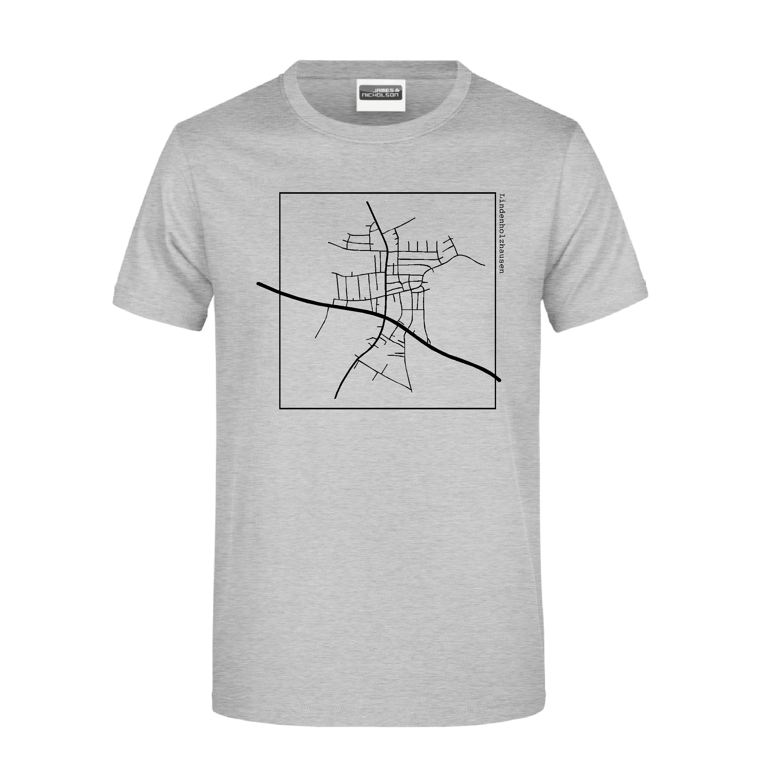 T-Shirt "Hollesser" Karte, Unisex grau 5XL