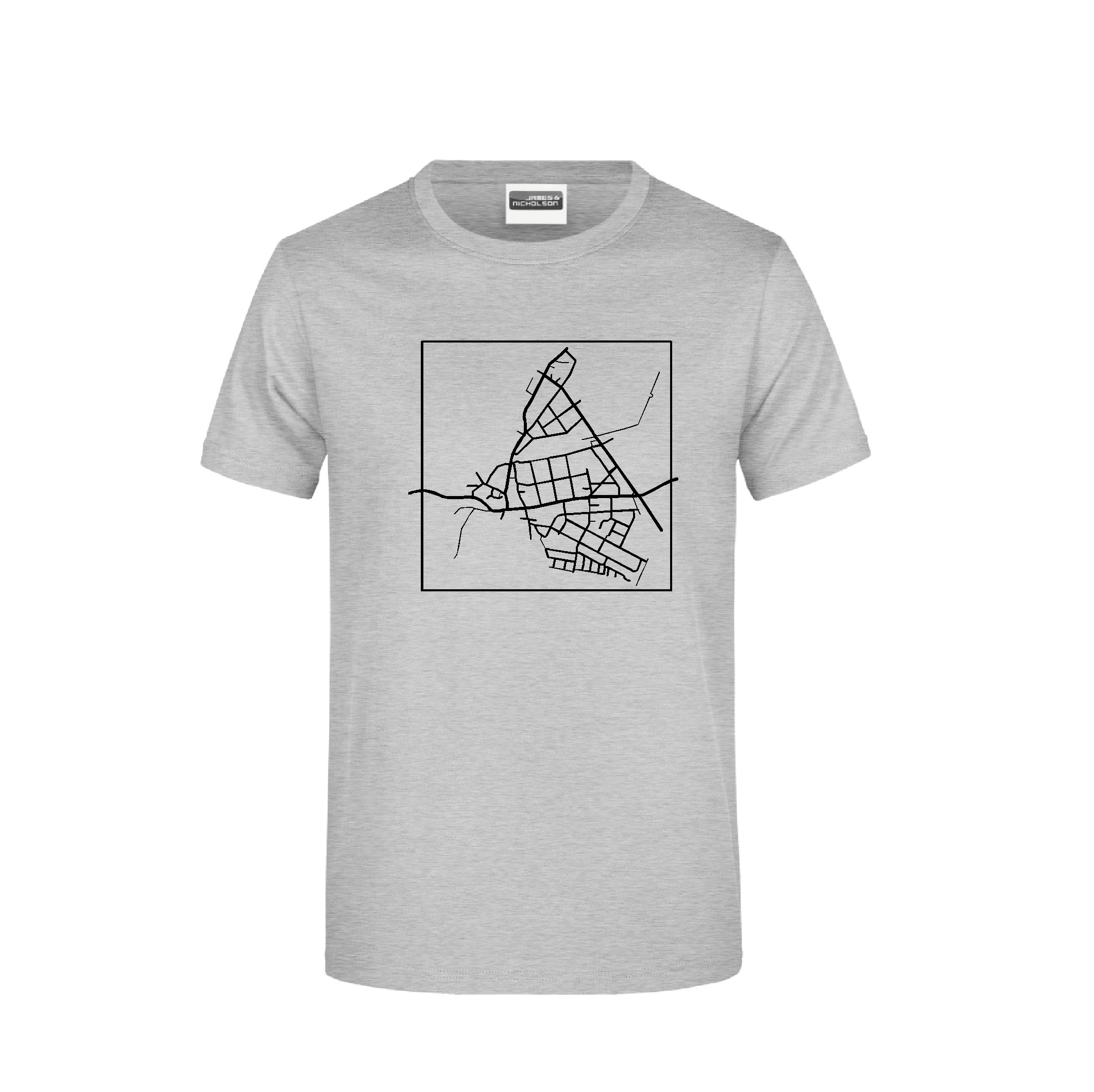 T-Shirt "Eschhöfer Karte" Unisex grey heather (grau meliert) Aufdruck schwarz 5XL
