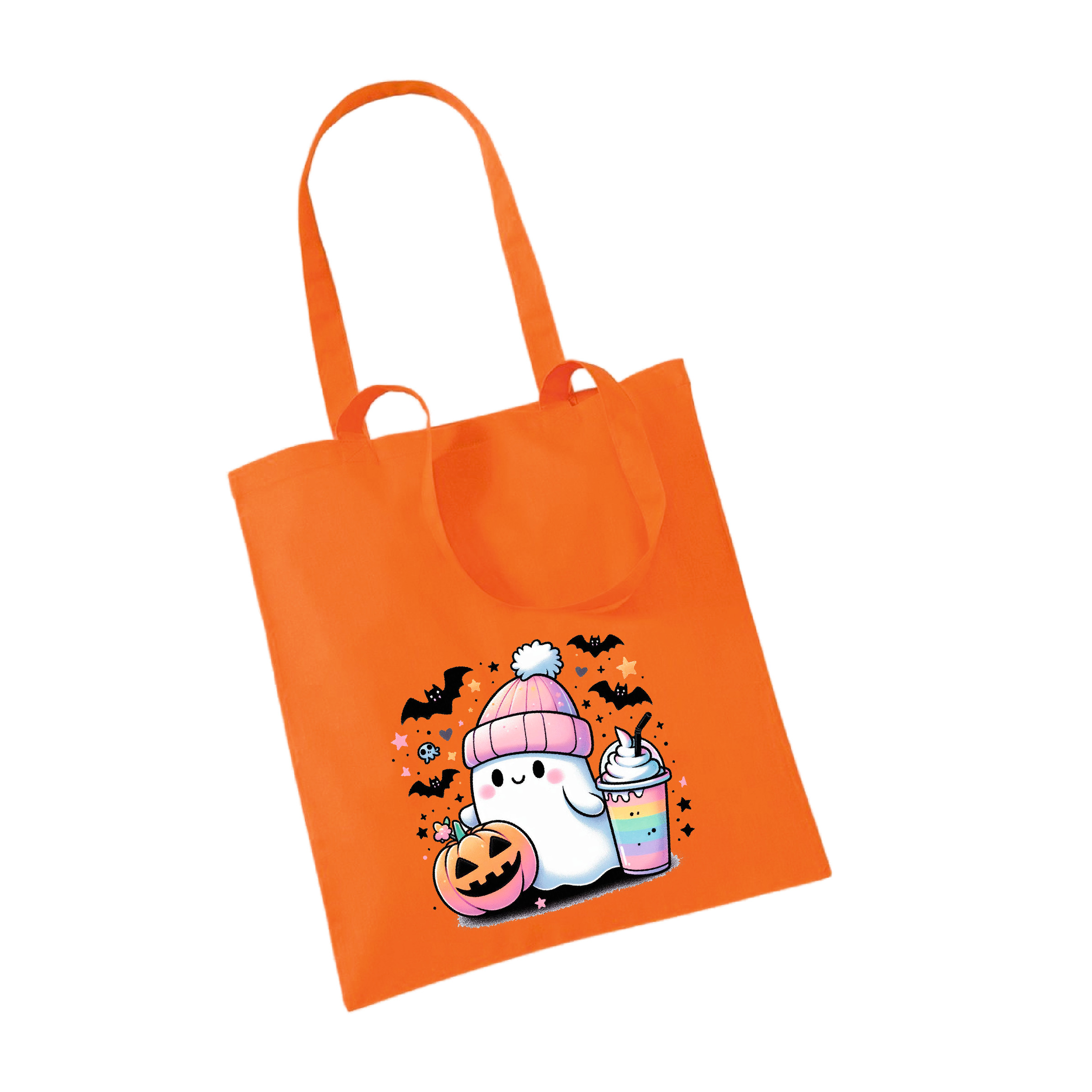 Halloween Jutebeutel "Geist rosa"