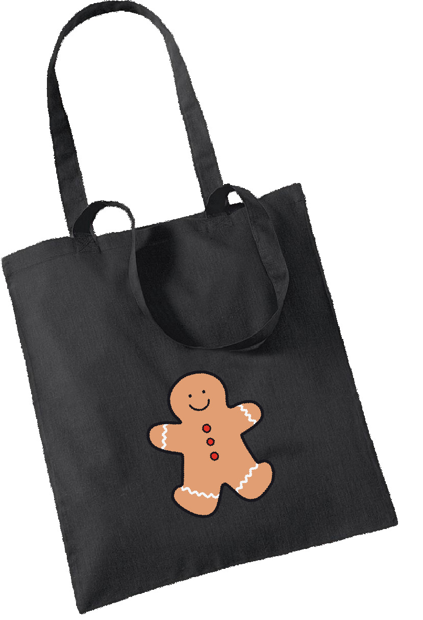 Jutebeutel Weihnachten "Lebkuchenmann" schwarz