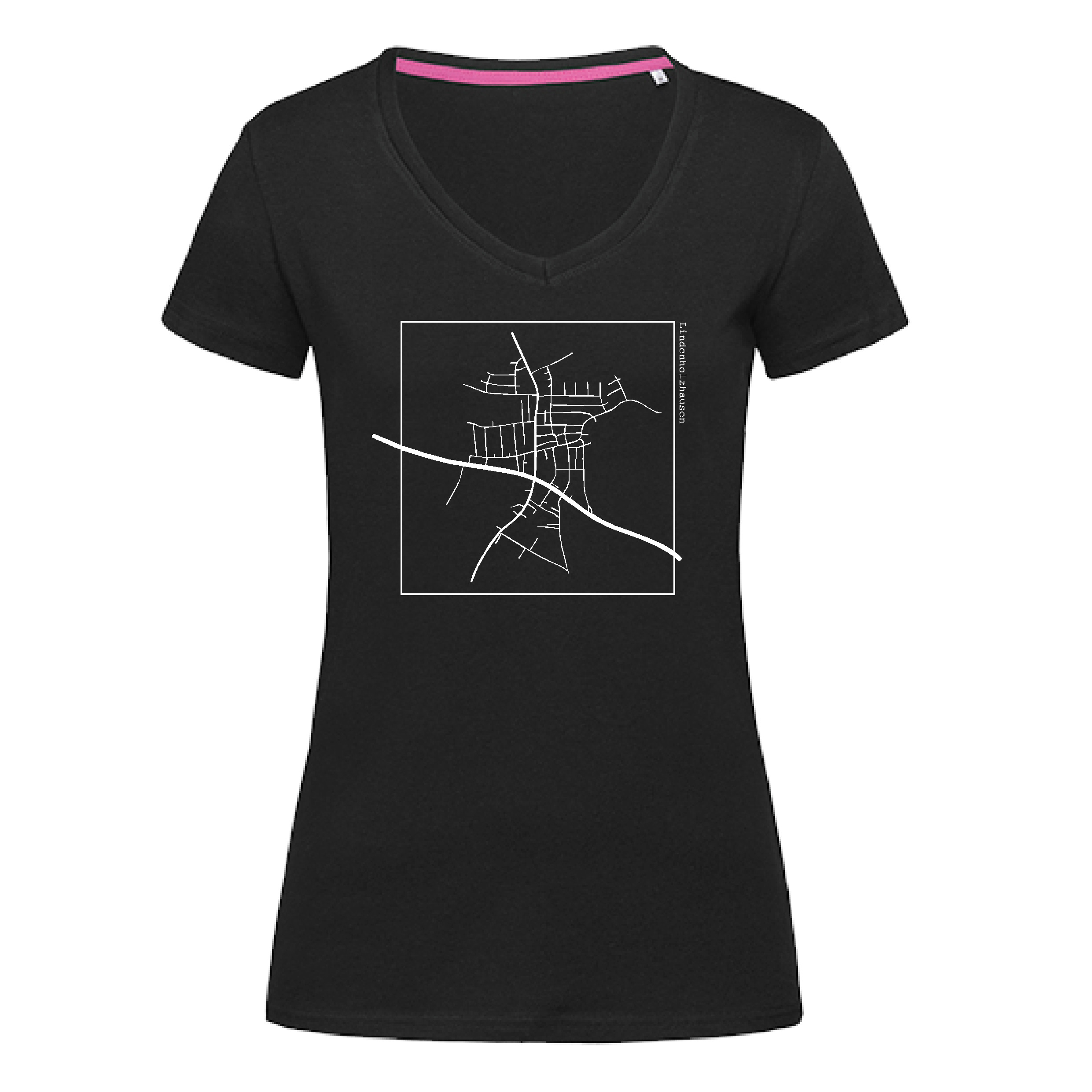 T-Shirt "Hollesser" Karte, Damen, V-Neck