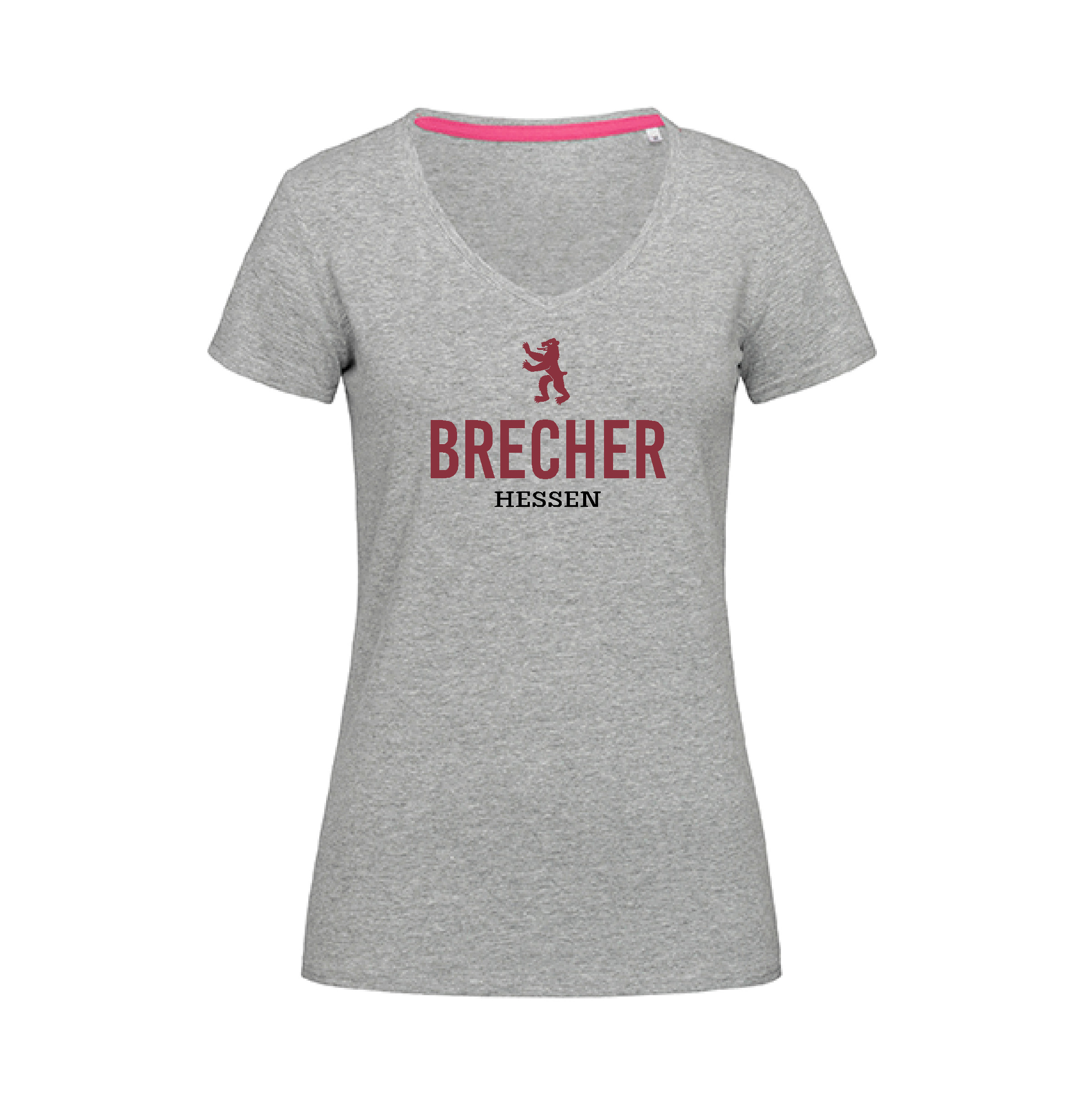 T-Shirt "Brecher" Damen heather grey (grau meliert)-mit Bär-XL