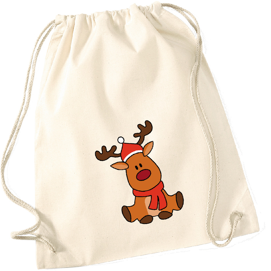 Turnbeutel Weihnachten "Rentier" Natural