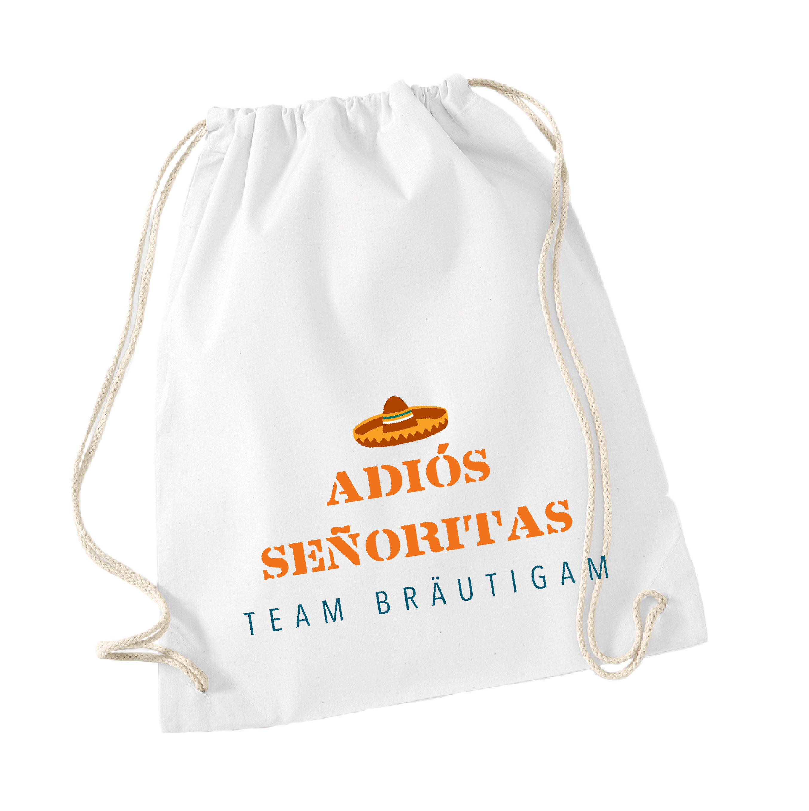 JGA Turnbeutel "Adiós Muchachos/Señoritas" Team Bräutigam-weiß