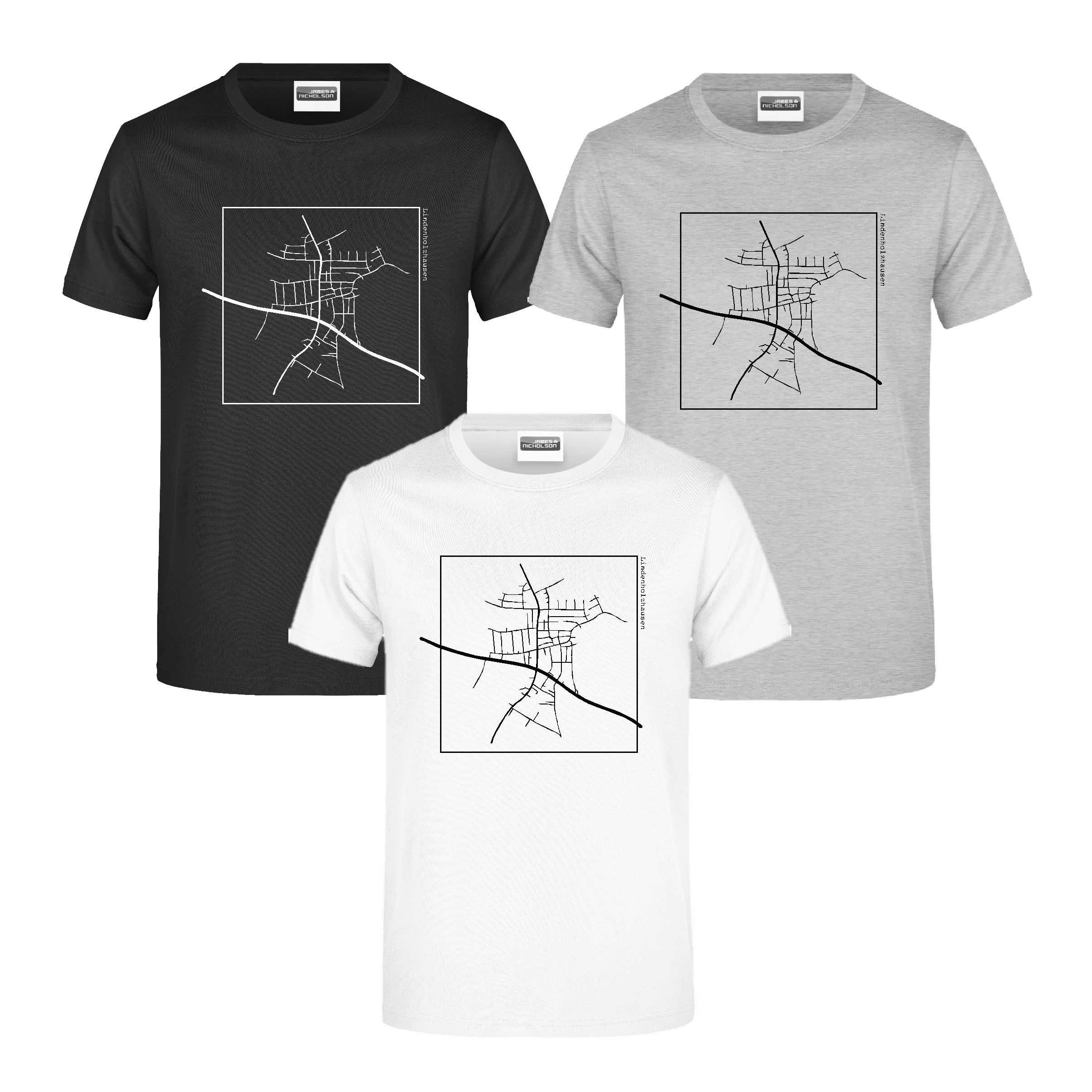 T-Shirt "Hollesser" Karte, Unisex